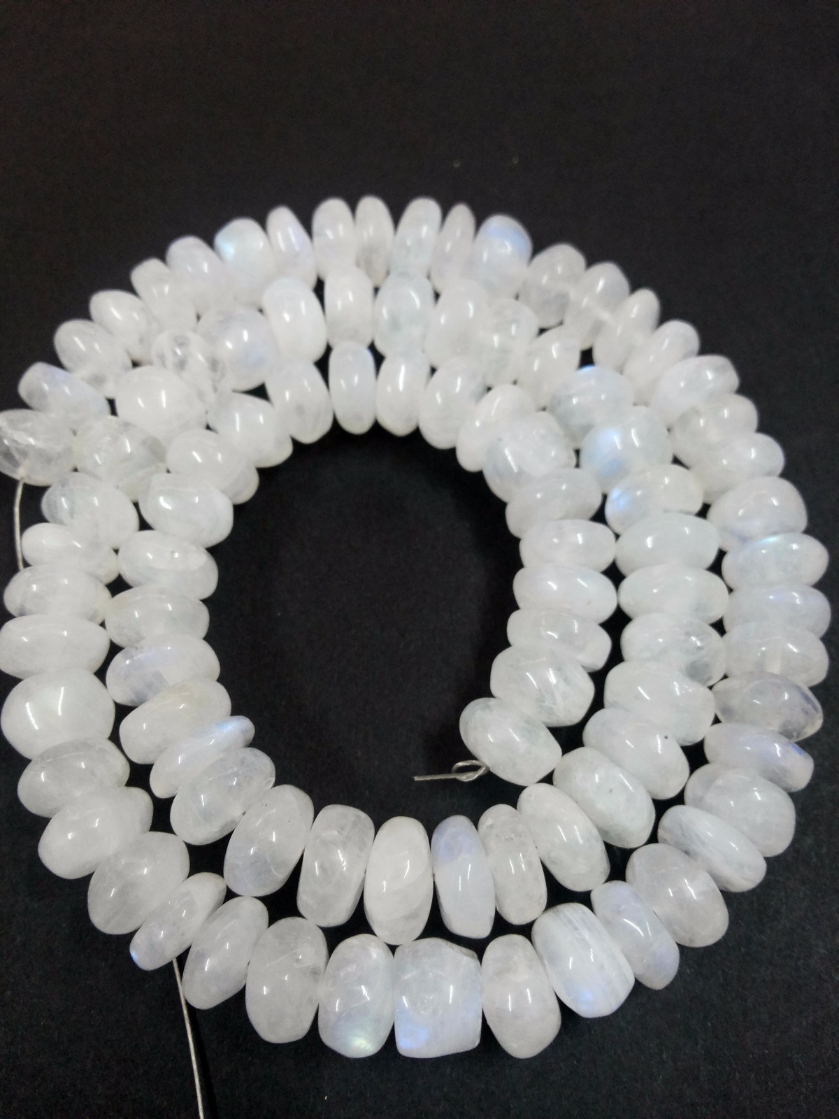 1 Strand Natural Rainbow Moonstone Rondelle Smooth 8-9mm Gemstone Beads 10″inch
