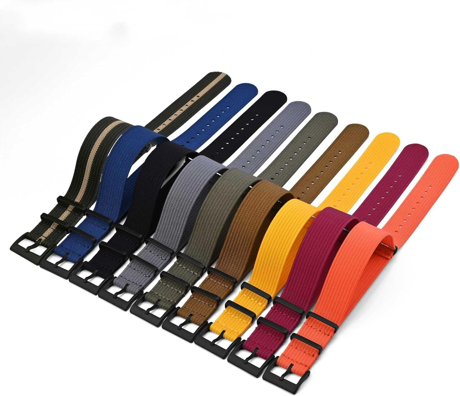 ANNEFIT Nylon Watch Band 16Mm 18Mm 20Mm 22Mm, One-Piece Waterproof Military Watc