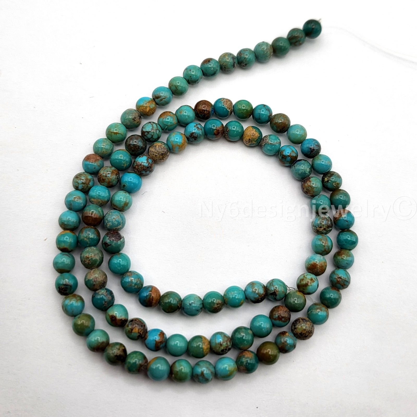 4mm Blue Green Genuine Natural Turquoise Round Loose Beads 16″ inches strand