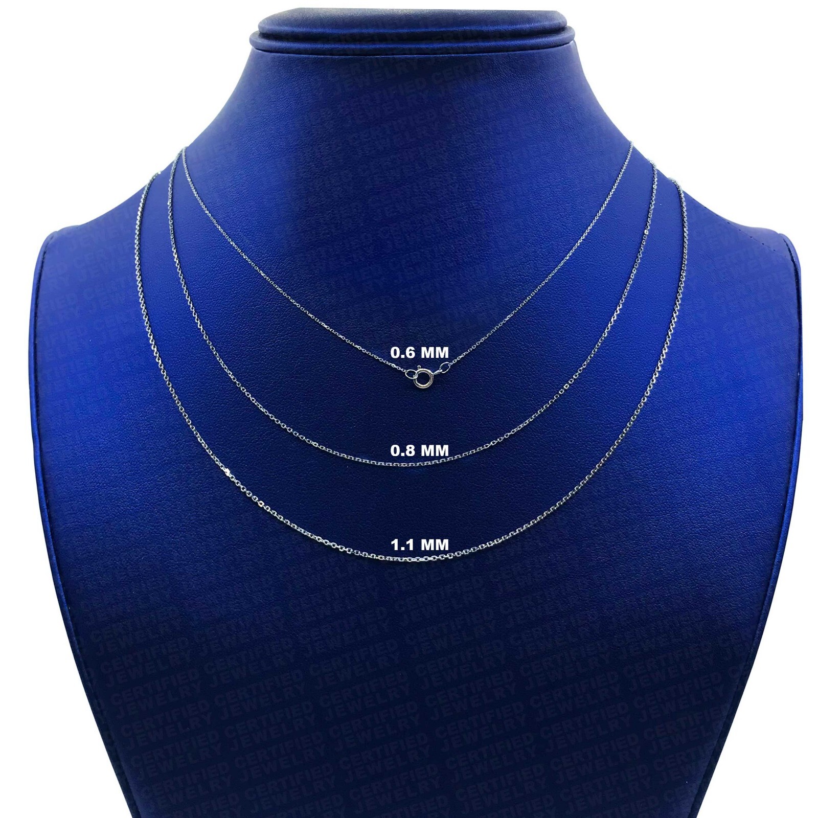 Solid 14K White Gold Diamond Cut Cable Link Chain Necklace, 16″ 18″ 20″ 24″ Inch
