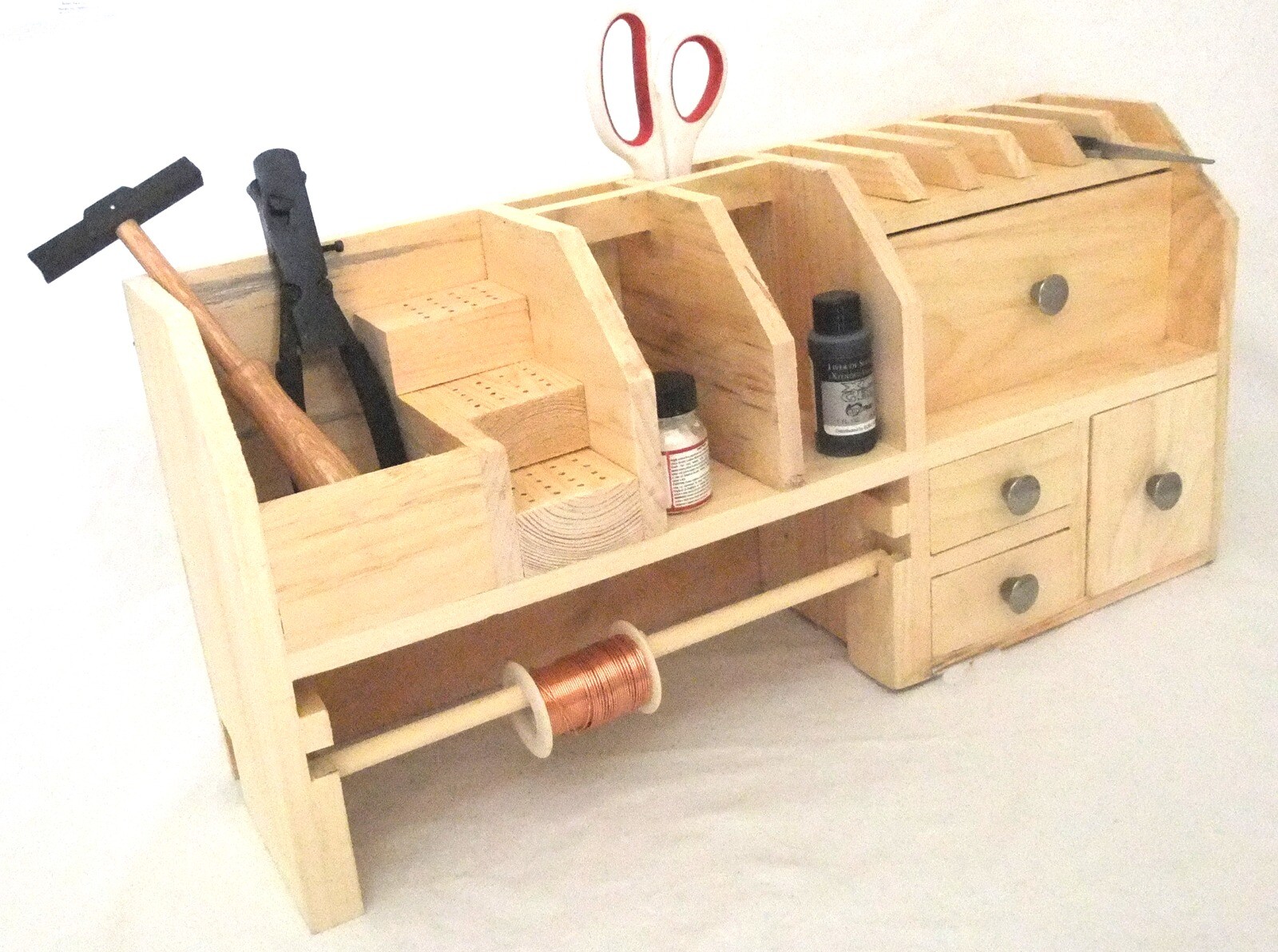 Crafters Bench Top Organizer And Stand For Wire And Tools