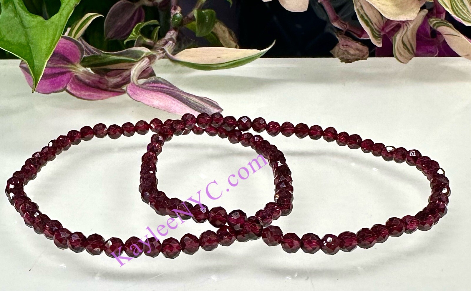 Wholesale lot 6 Pcs 4mm Faceted Natural Garnet 7.5” Stretch Bracelet