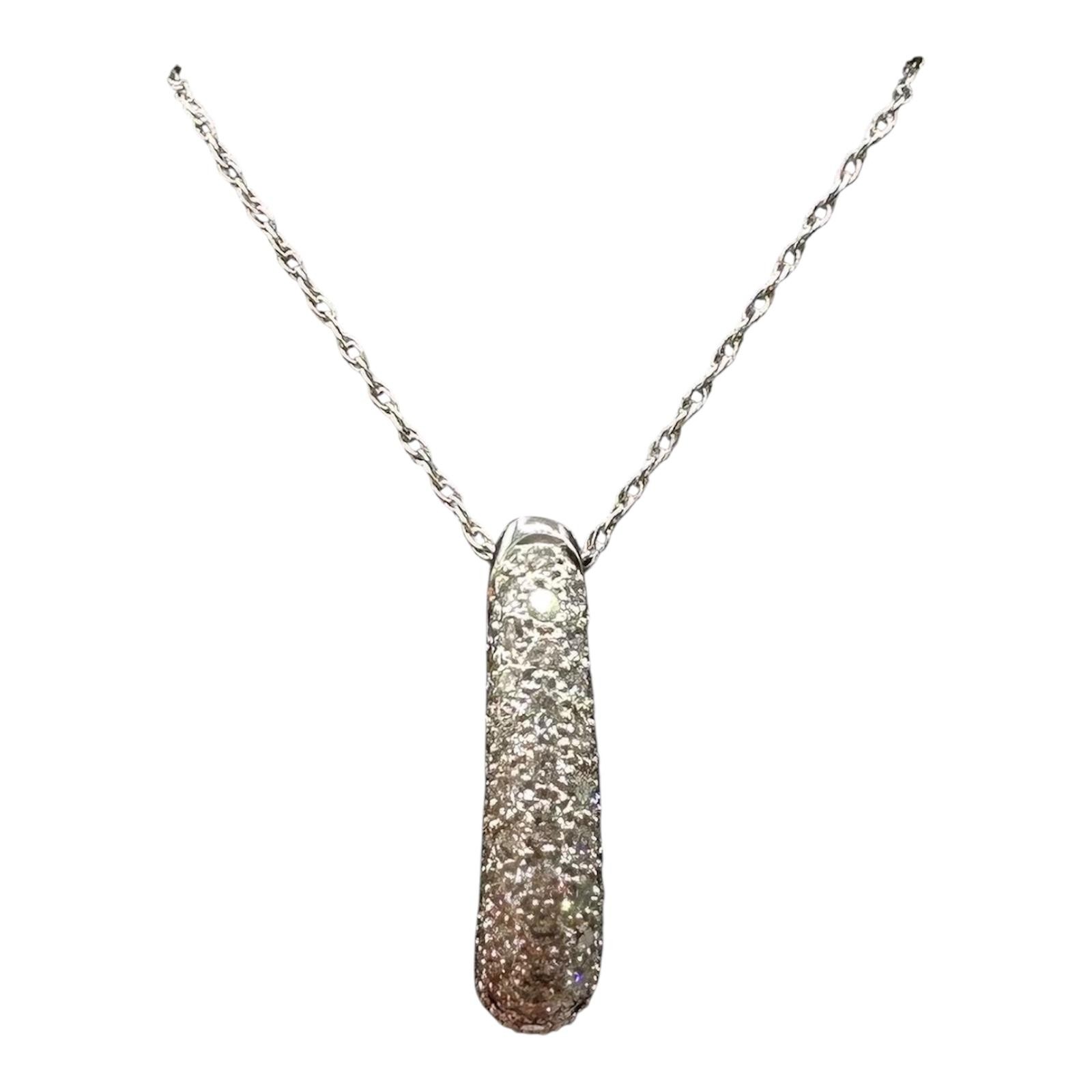 Diamond Horn Necklace 14K White Gold 0.56ctw Diamonds 18in New