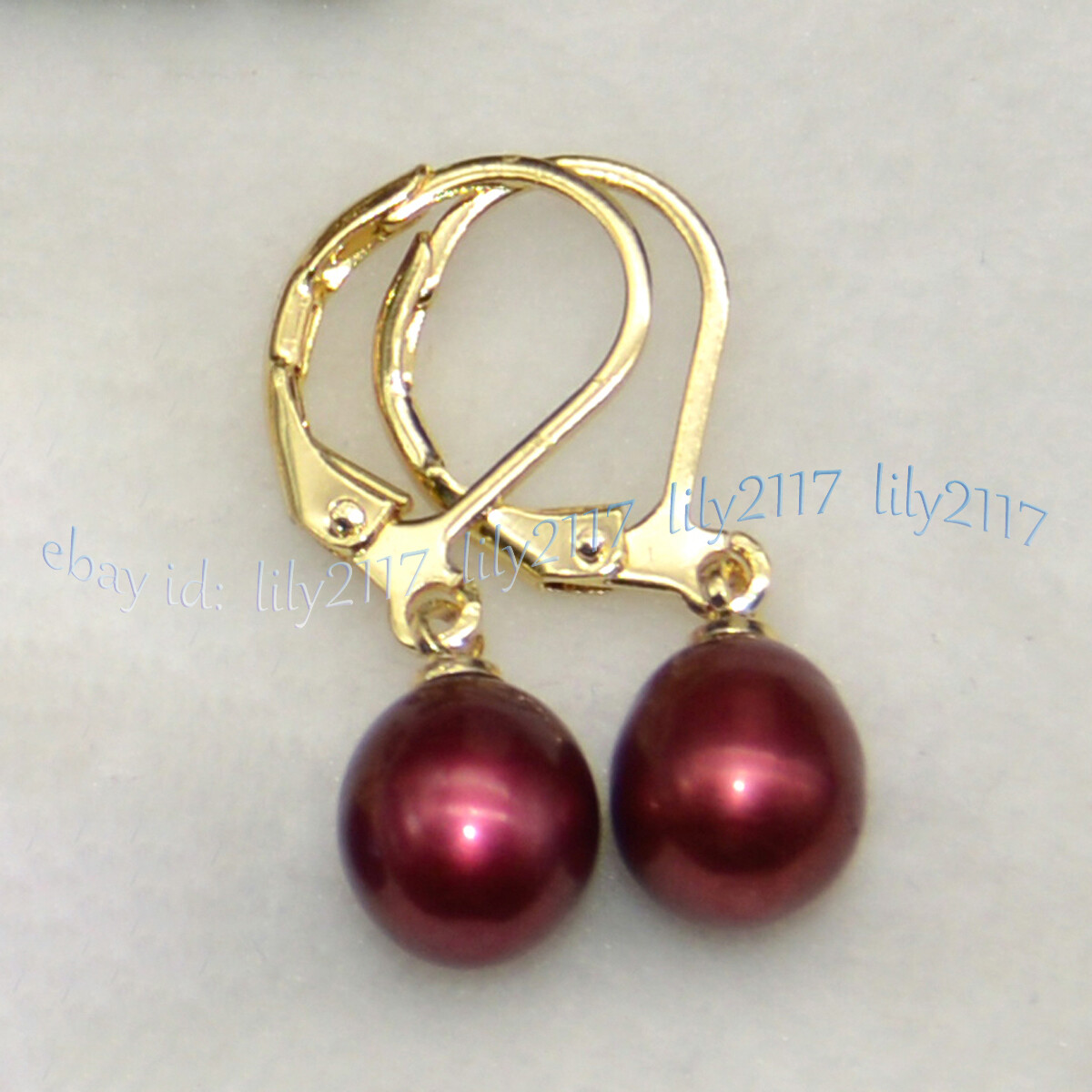 Multicolor 7-8mm Natural Freshwater Rice Pearl Dangle Gold Leverback Earrings