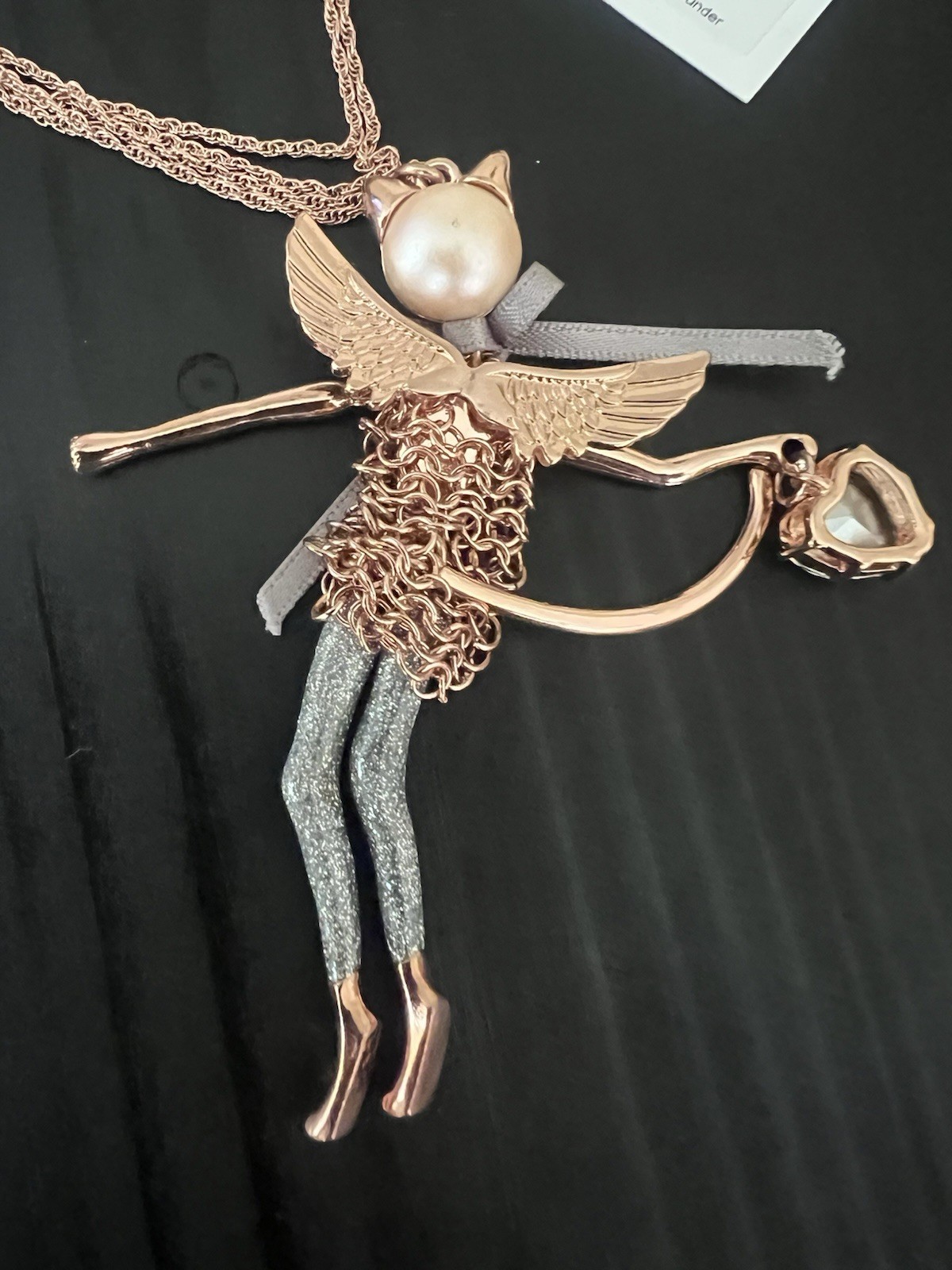 Betsey Johnson Just Kitten Around Bronze Cat Pendant – Rare – O4