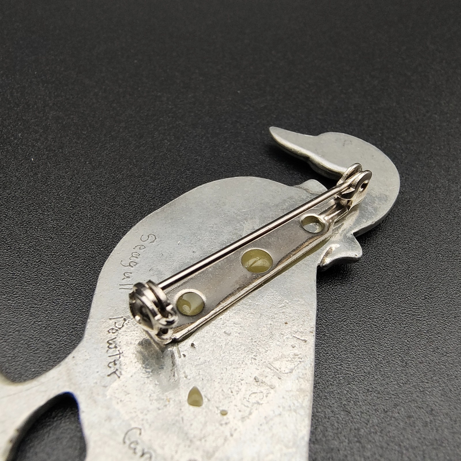 Vintage Seagull Pewter Canada Goose Brooch Country Farmhouse Figural Signed
