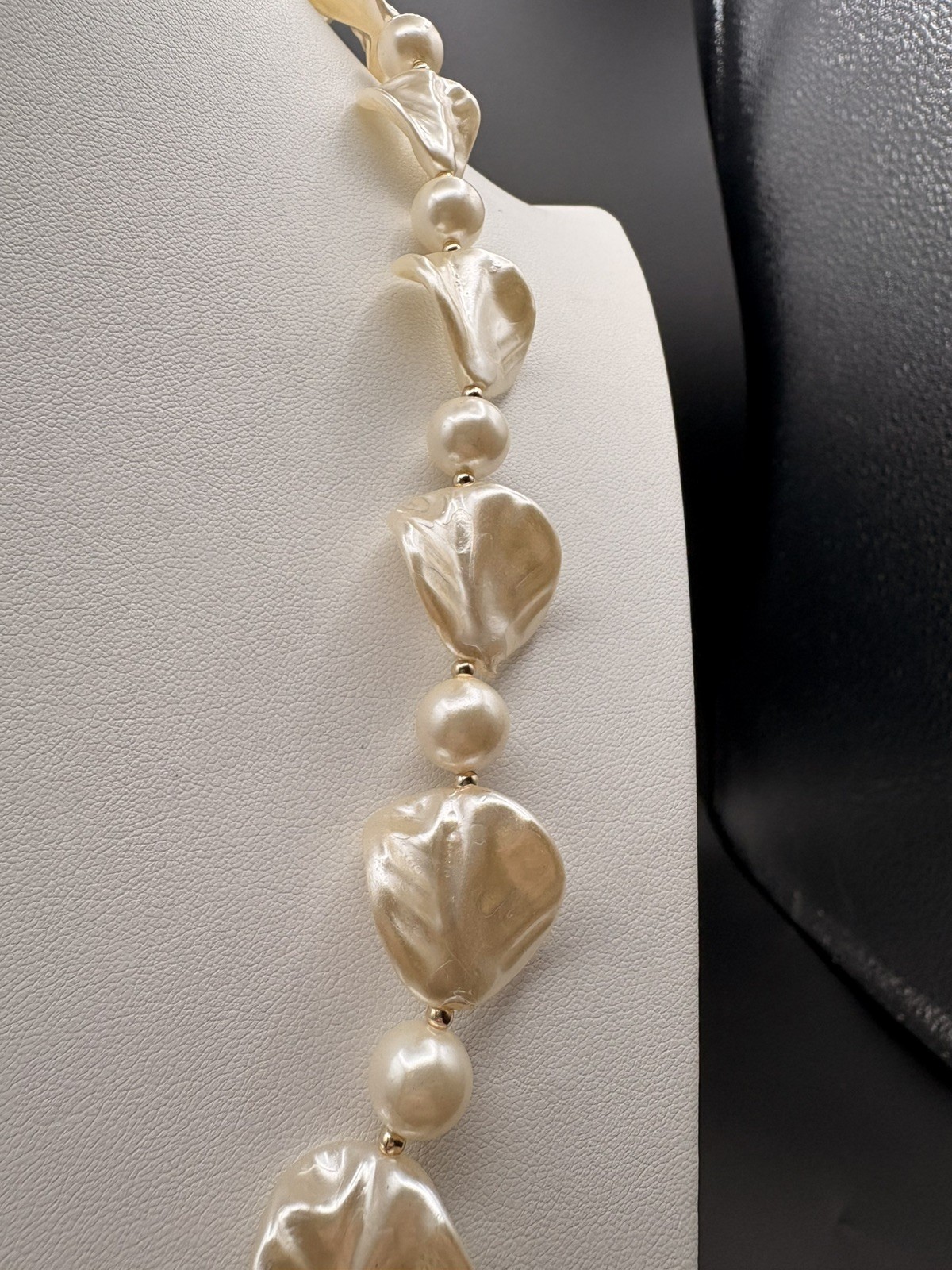 Necklace and Clip on Earrings Set with Faux Pearls Very Light Weight