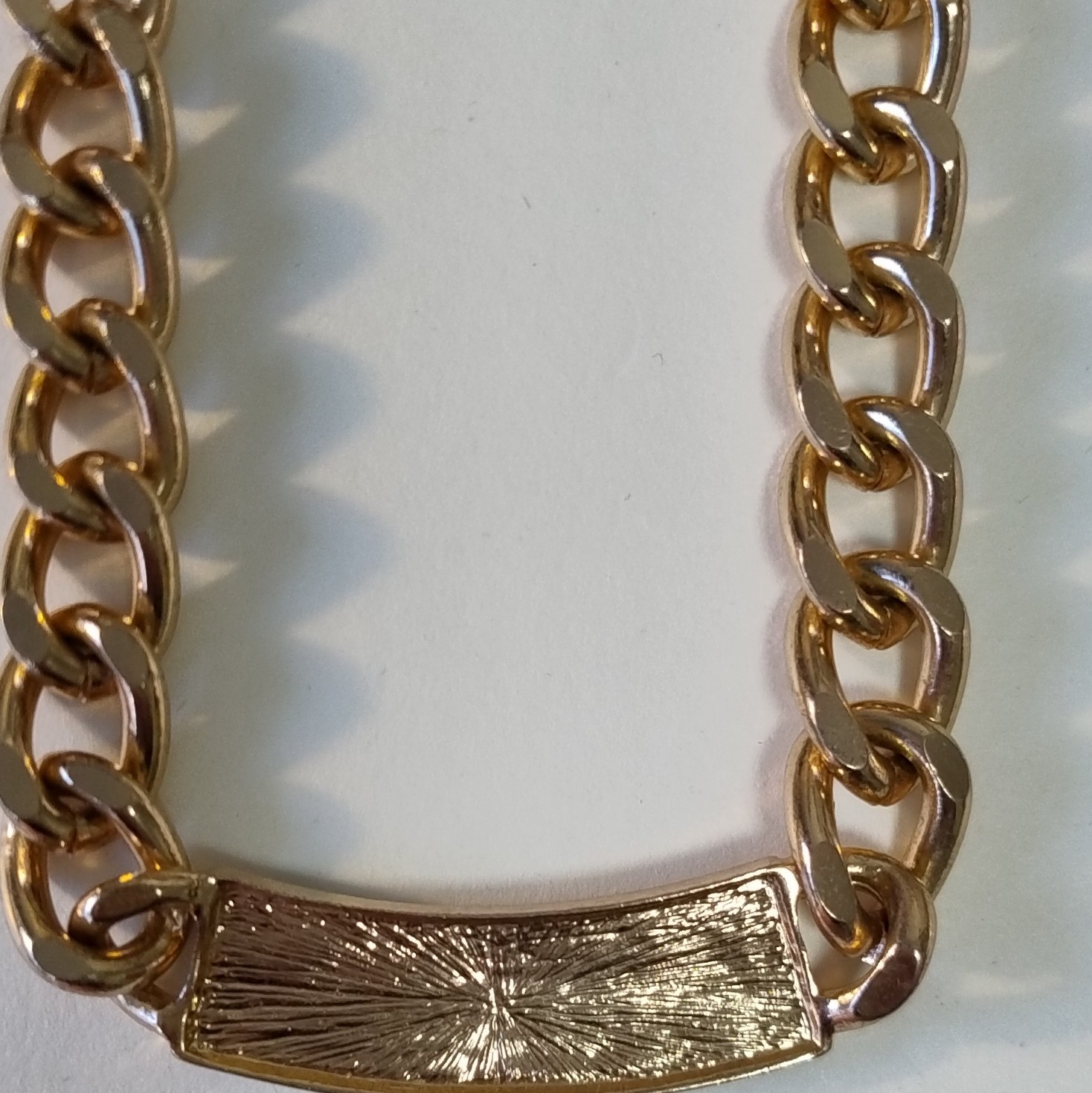 1960s Gold plated Curb Chain Pavé Rhinestone Bar Adjustable Lobster Clasp 9in