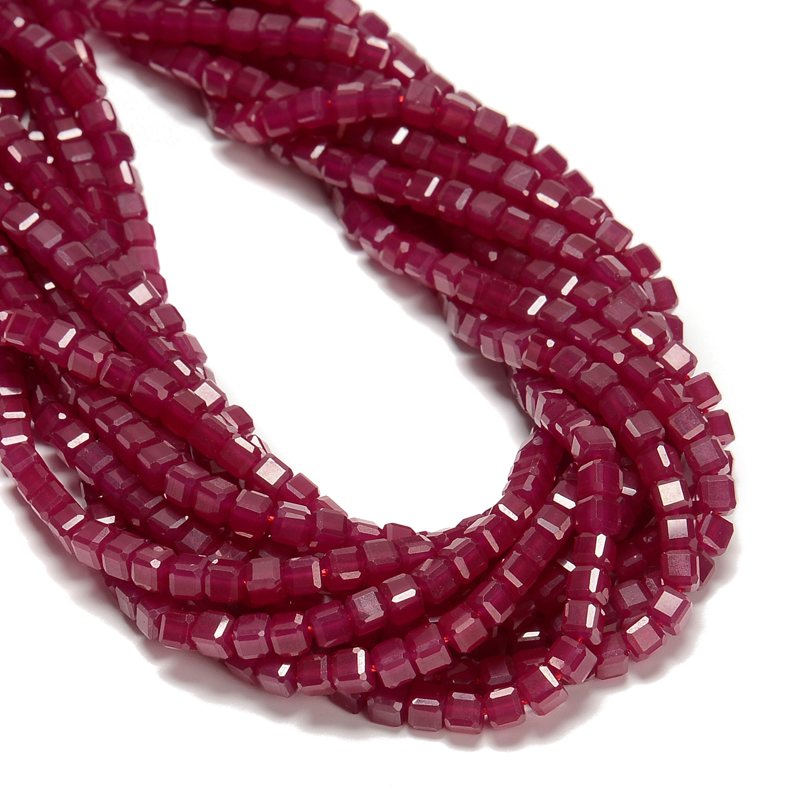 Natural Ruby Faceted Rubik’s Cube Beads Size 2mm 3mm 4mm 15.5” Strand