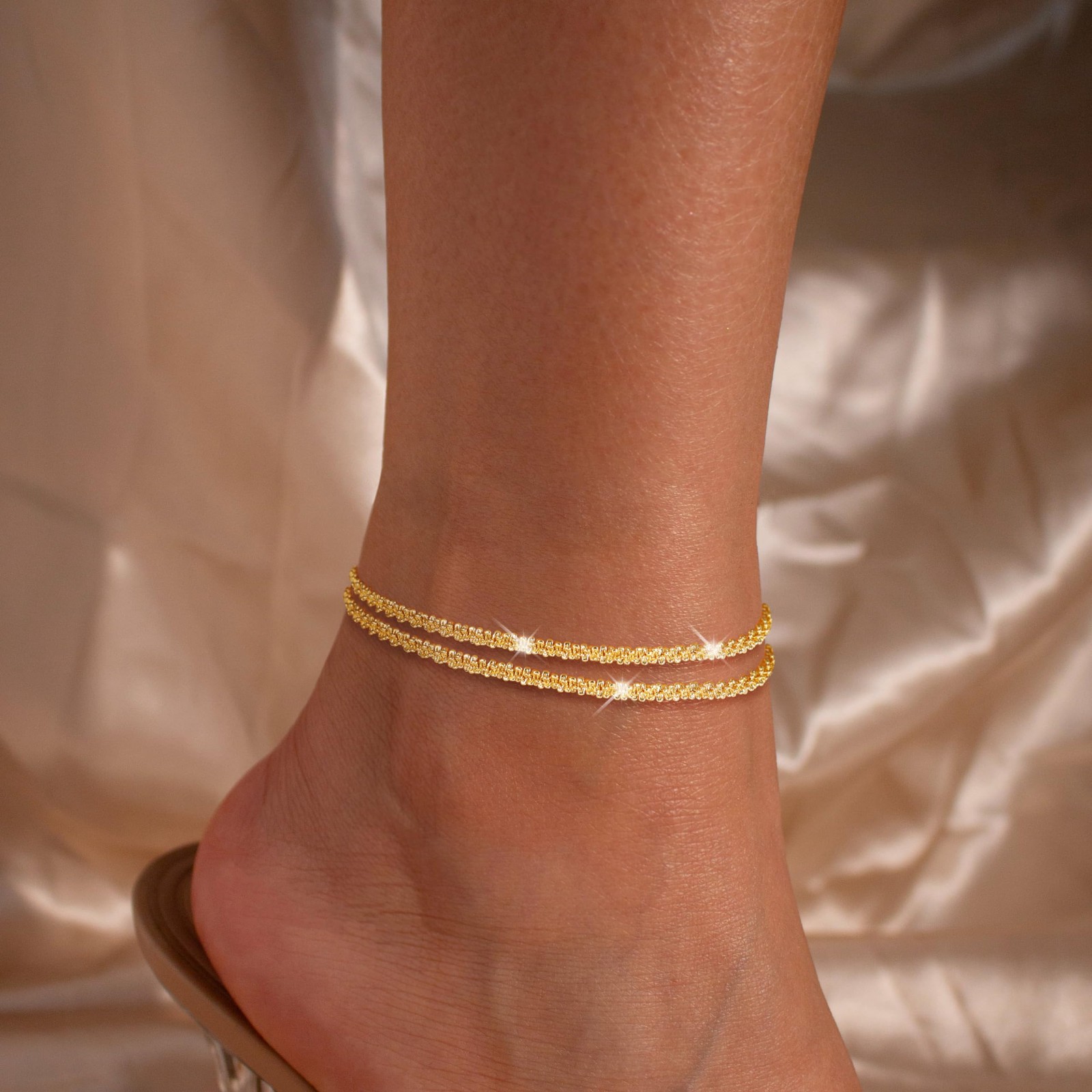 Sterling Silver Ankle Bracelets Dainty Layered Adjust Waterproof Anklet Women US