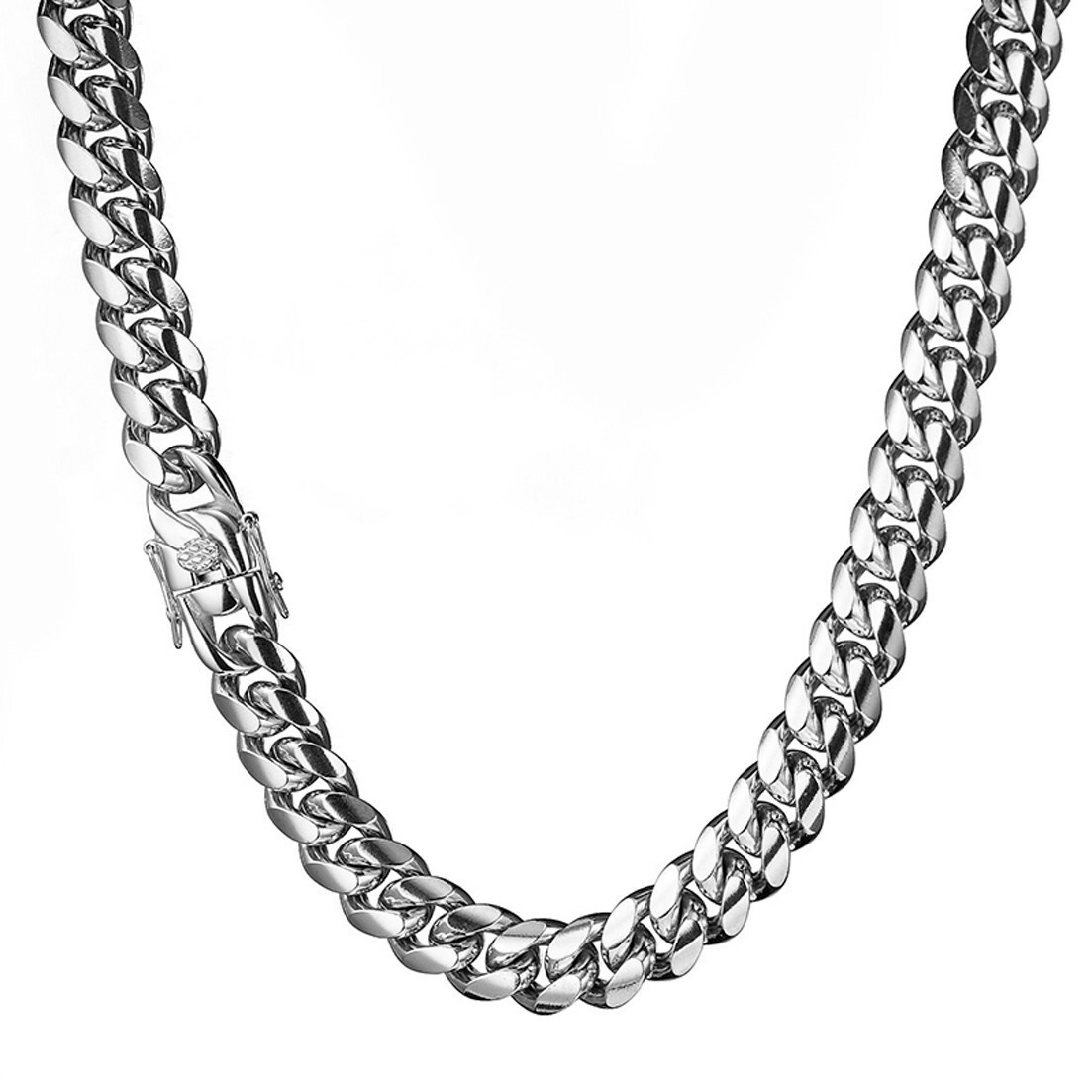 6-18mm Heavy Mens Miami Cuban Link Chain Silver Stainless Steel Necklace Gift