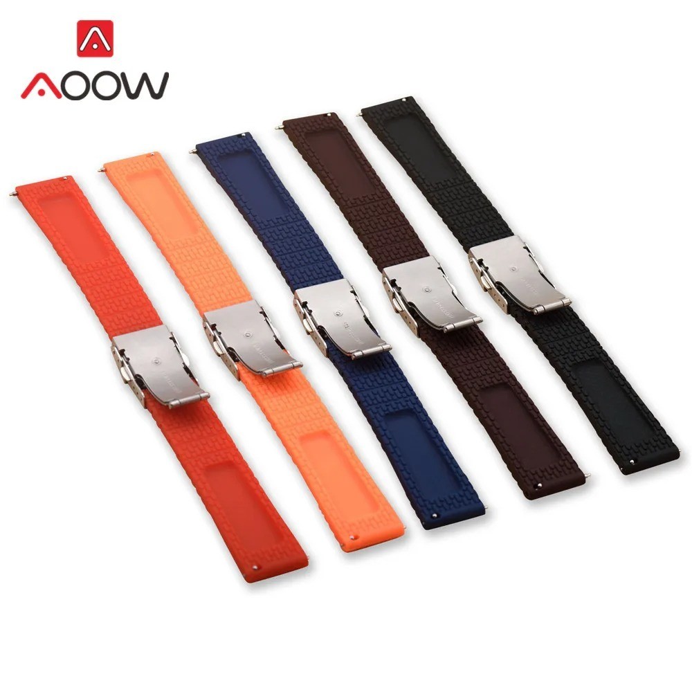 Quick Release Silicone Rubber Watch Strap Band Deployant Clasp 18 20 22 24mm