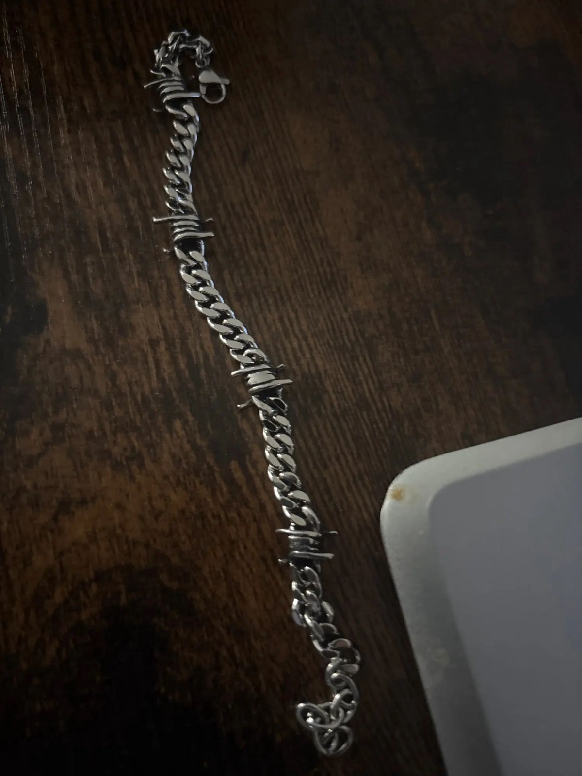 Barbed Wire Cuban Link Chain Bracelet Adjustable Stainless Steel Punk Emo 2026.
