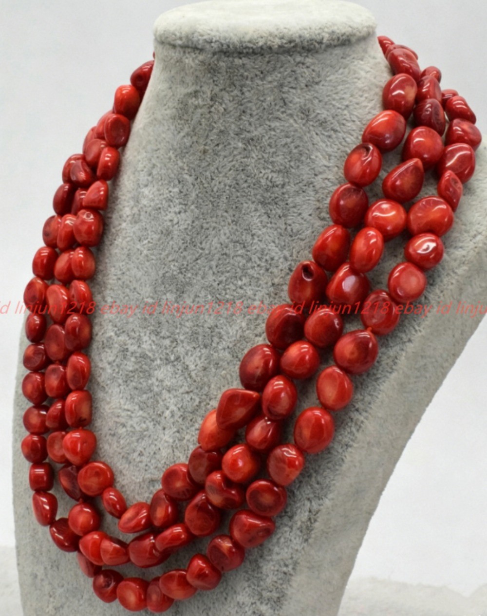 Natural 8x10mm Red Coral Irregular Gemstone Beads NeckLace Long 18-100in