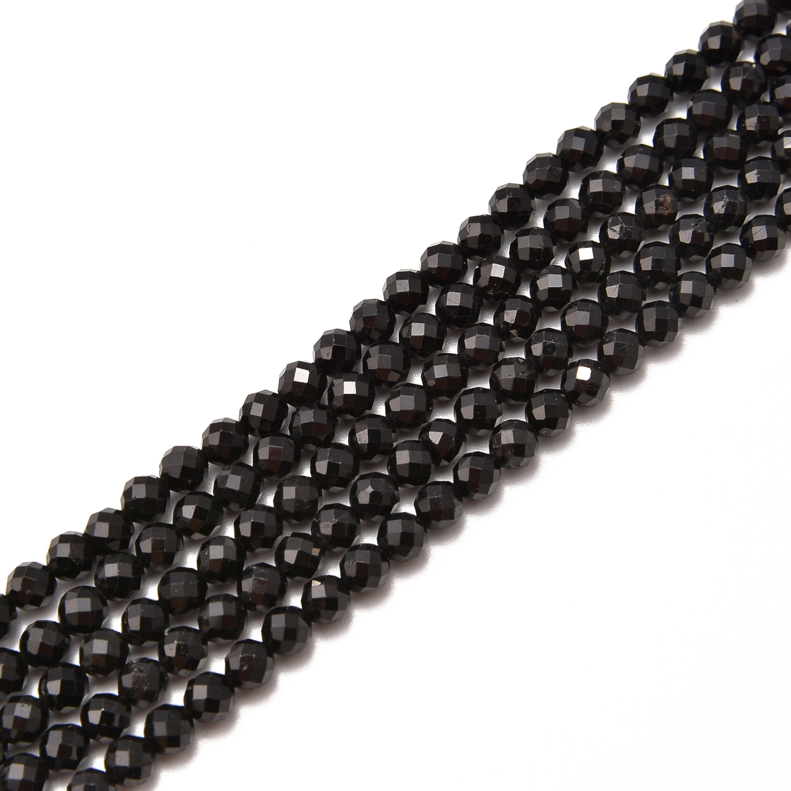 Black Tourmaline Faceted Round Beads 2mm 3mm 4mm 5mm 15.5″ Strand
