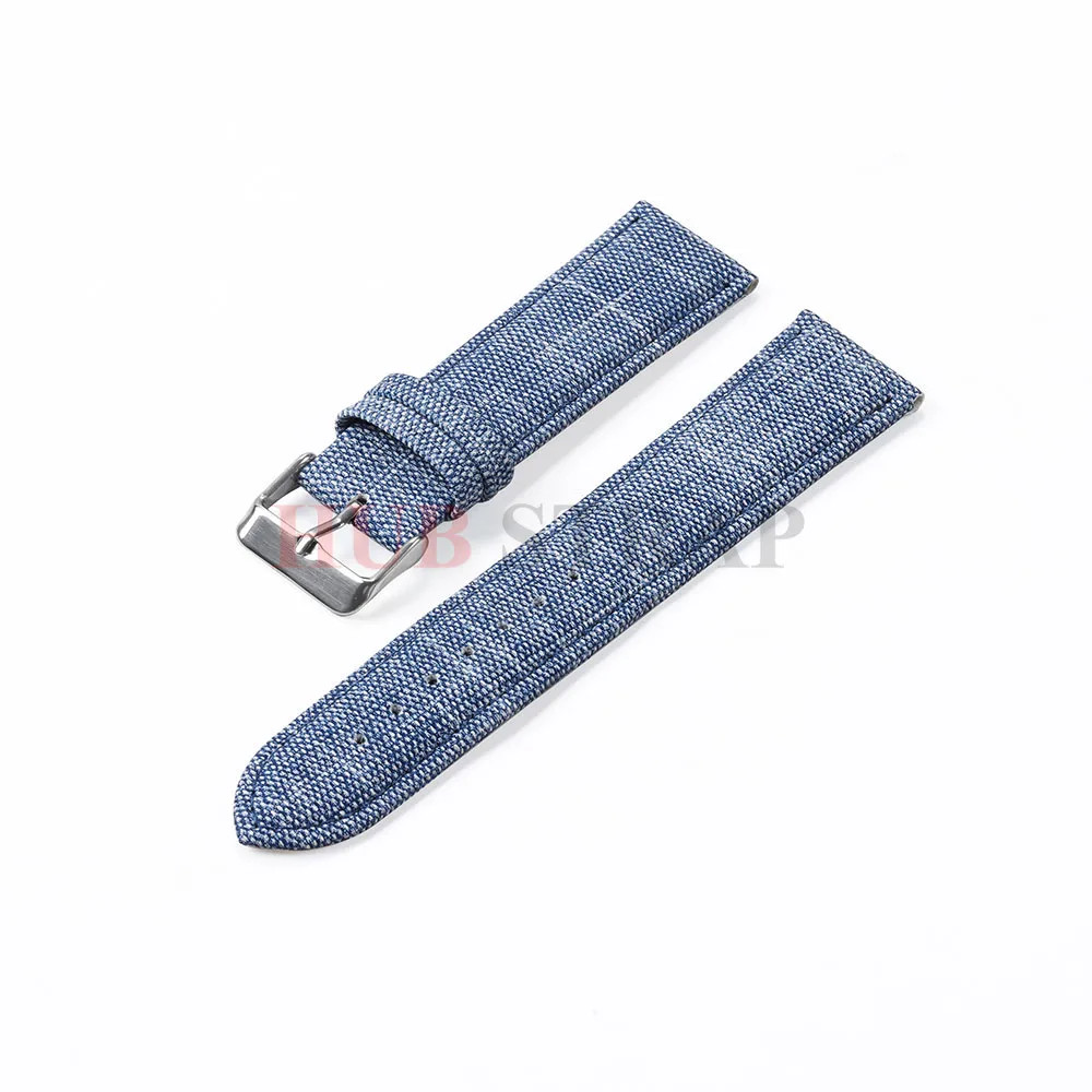 Vintage Denim Pattern Nylon Leather Watch Strap Band 12 14 16 18 20 22mm
