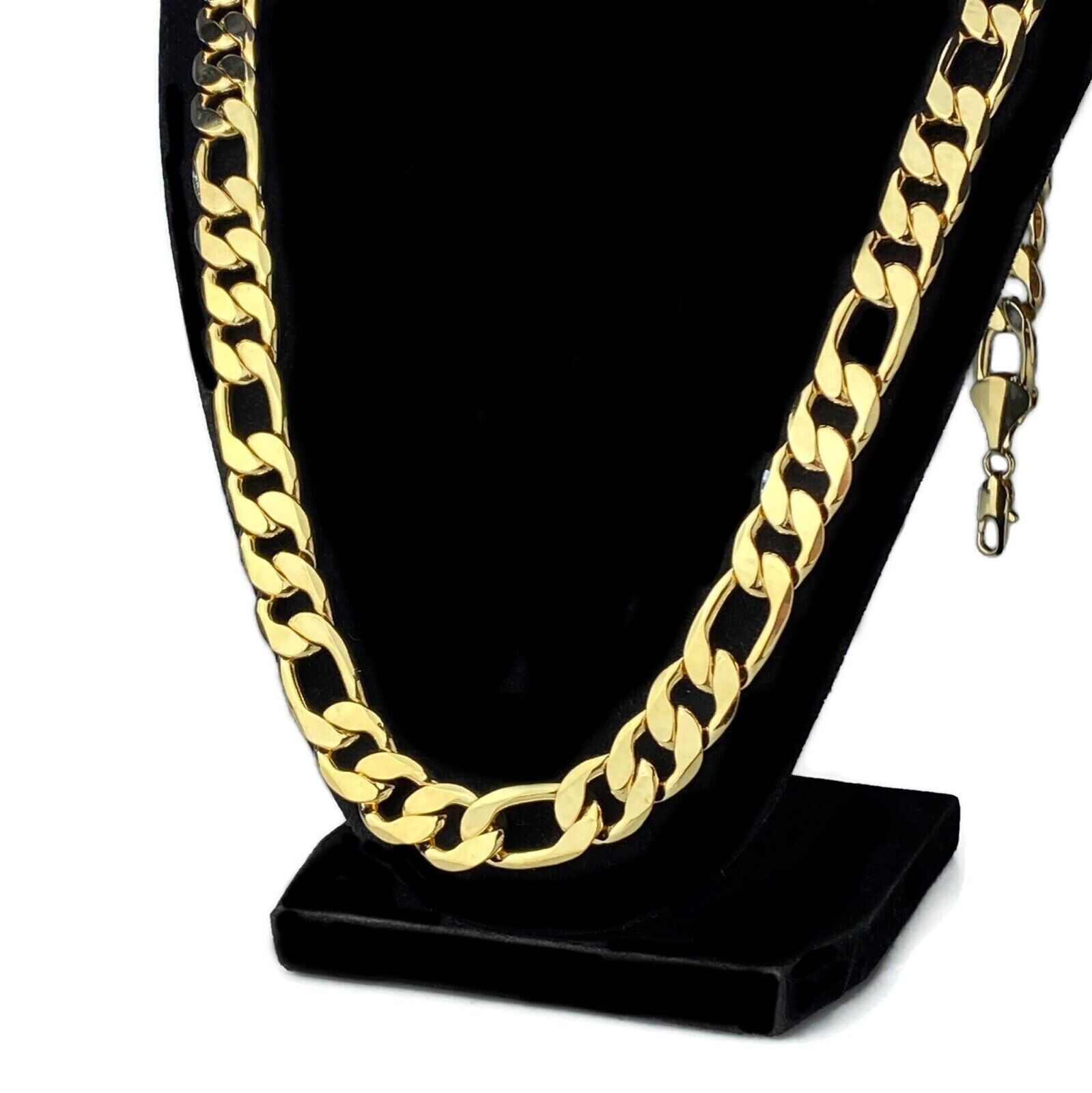 14k Gold Plated Hip Hop Chain Figaro Necklace 30″ x 12MM and Bracelet Combo Set