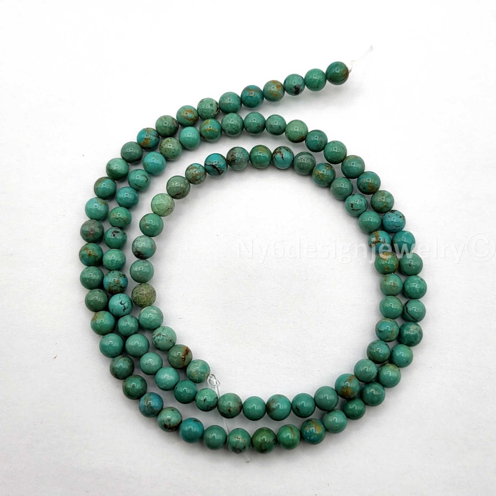 4mm Blue Green Genuine Natural Turquoise Round Loose Beads 16″ inches strand