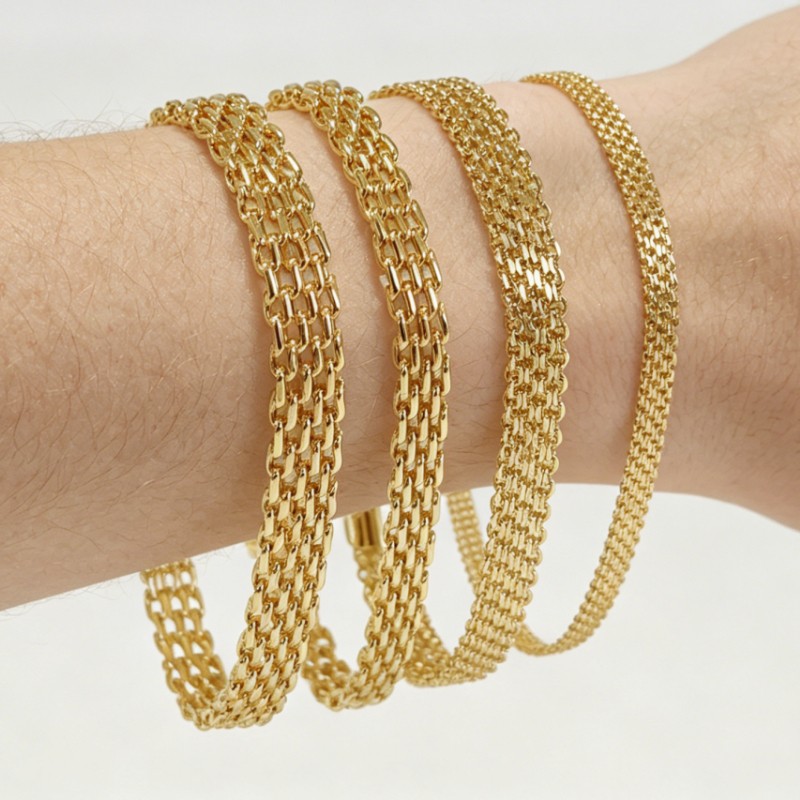 14k Yellow Gold 7″-8.5″ 8mm 6mm 4.7mm Bismark Link Chain Anklet Bracelet