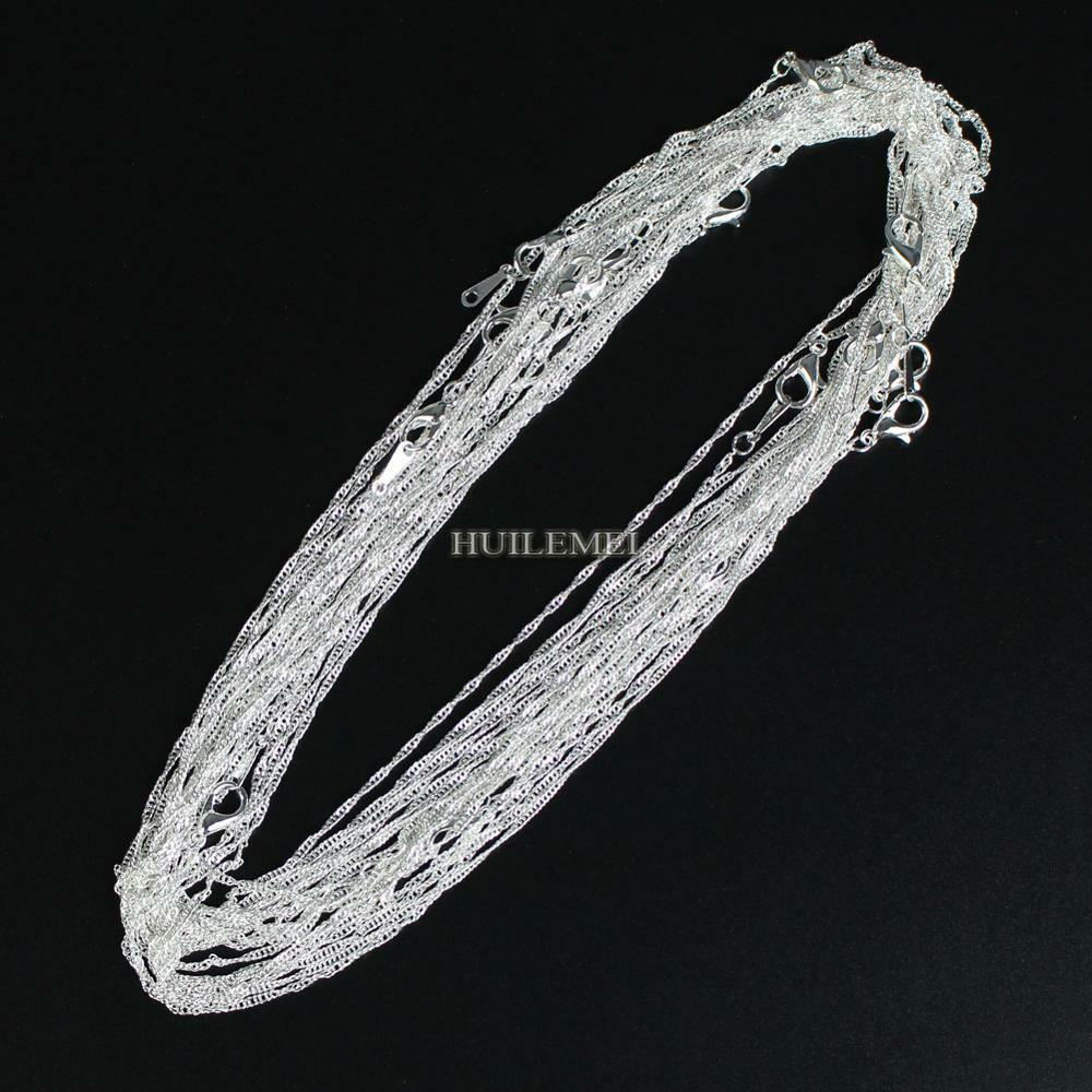 10pcs/lot 2mm 925 Silver Plated Water Wave Chain Necklaces 16″ 18″ 20″ 24″