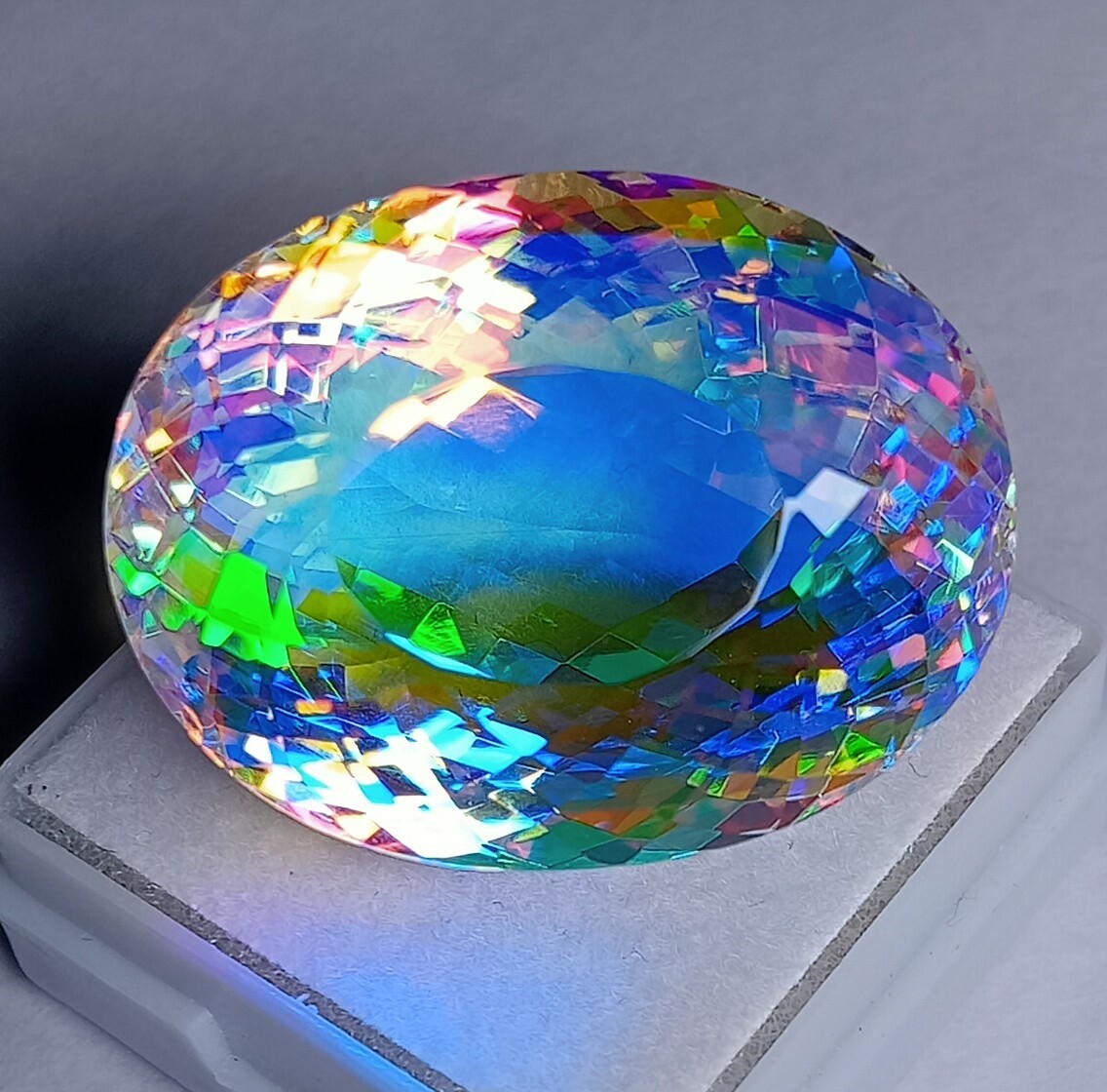 Mystic Topaz Natural Rainbow Certified Oval Cut 61.50Ct Loose Gemstone AAA