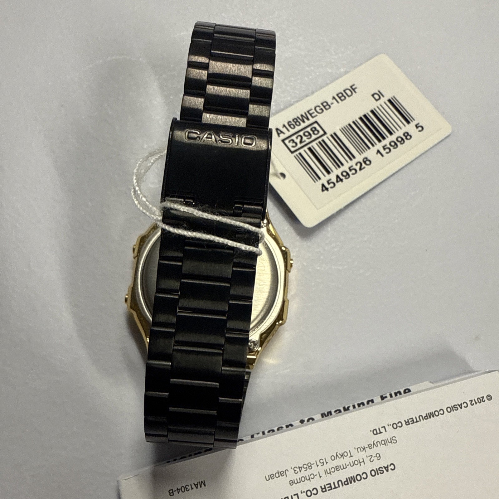 Used Casio A168WEGB-1B Unisex Retro Adults Watch, Black Stainless Steel Band