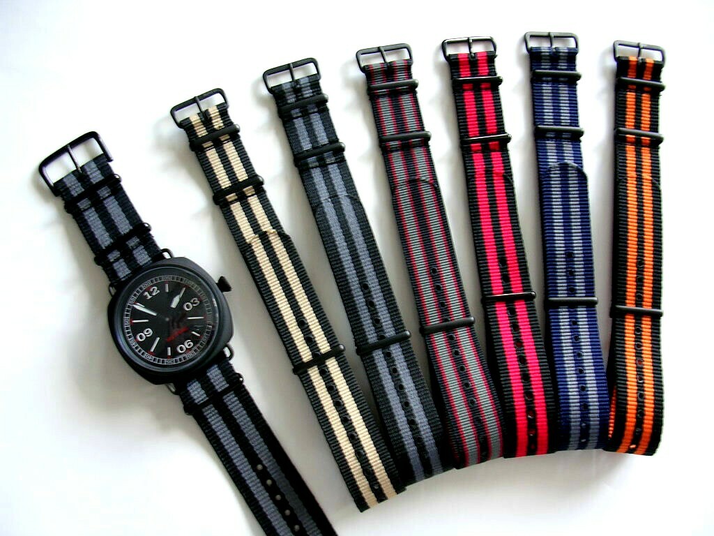 20mm 22mm Dark Grey Orange PVD NATO G10 ® nylon watch band strap 2 pak IW SUISSE