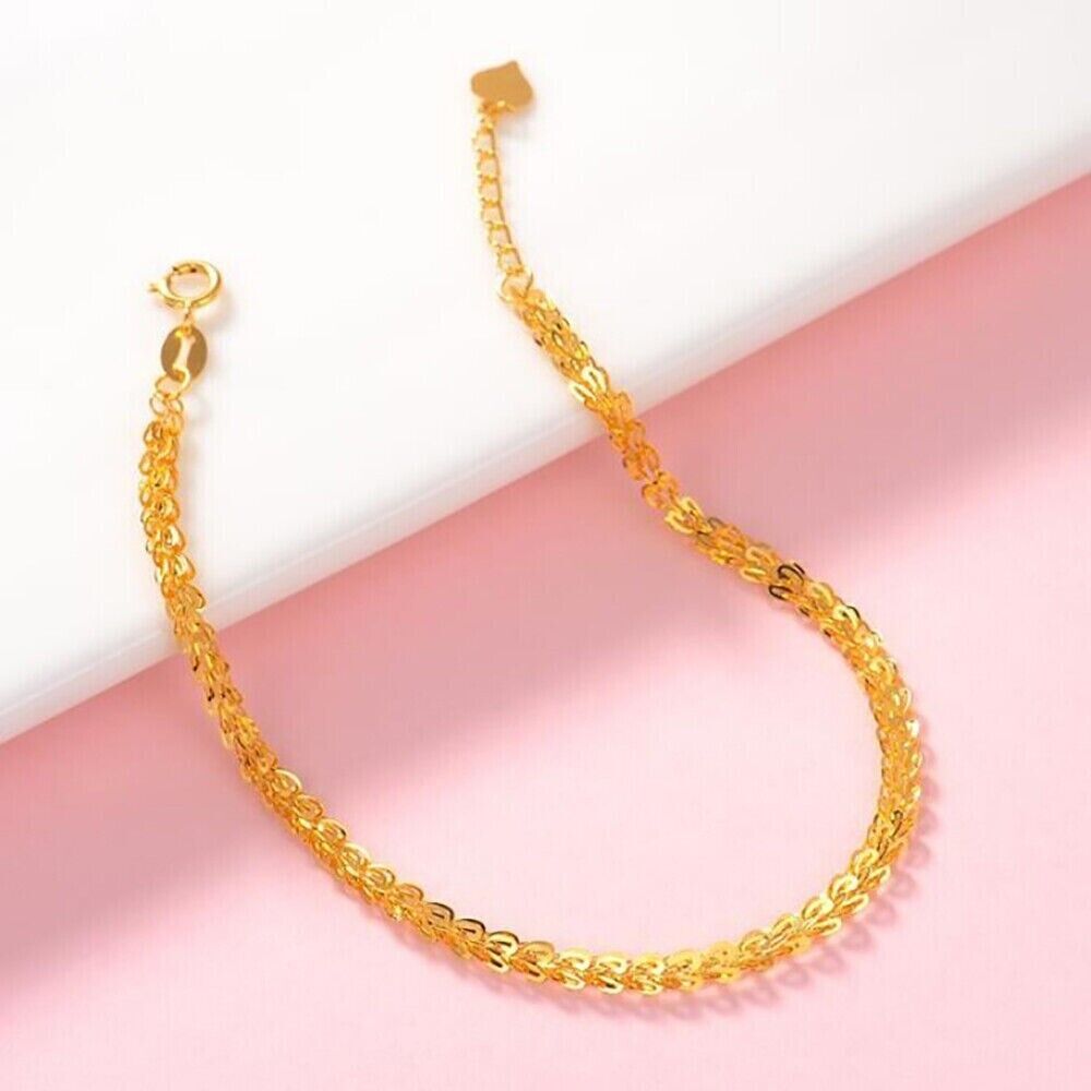 Solid 18K Gold Phoenix Tail Chain Bracelet Charm Fine Jewelry AU750