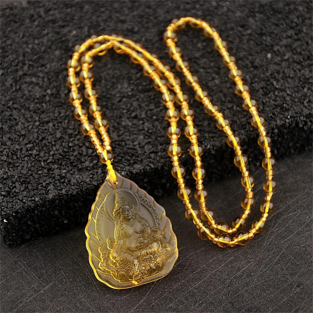 Charm Topaz Hand Carved Chinese God Lucky PendantNecklaces Jewelry Trendy Gift