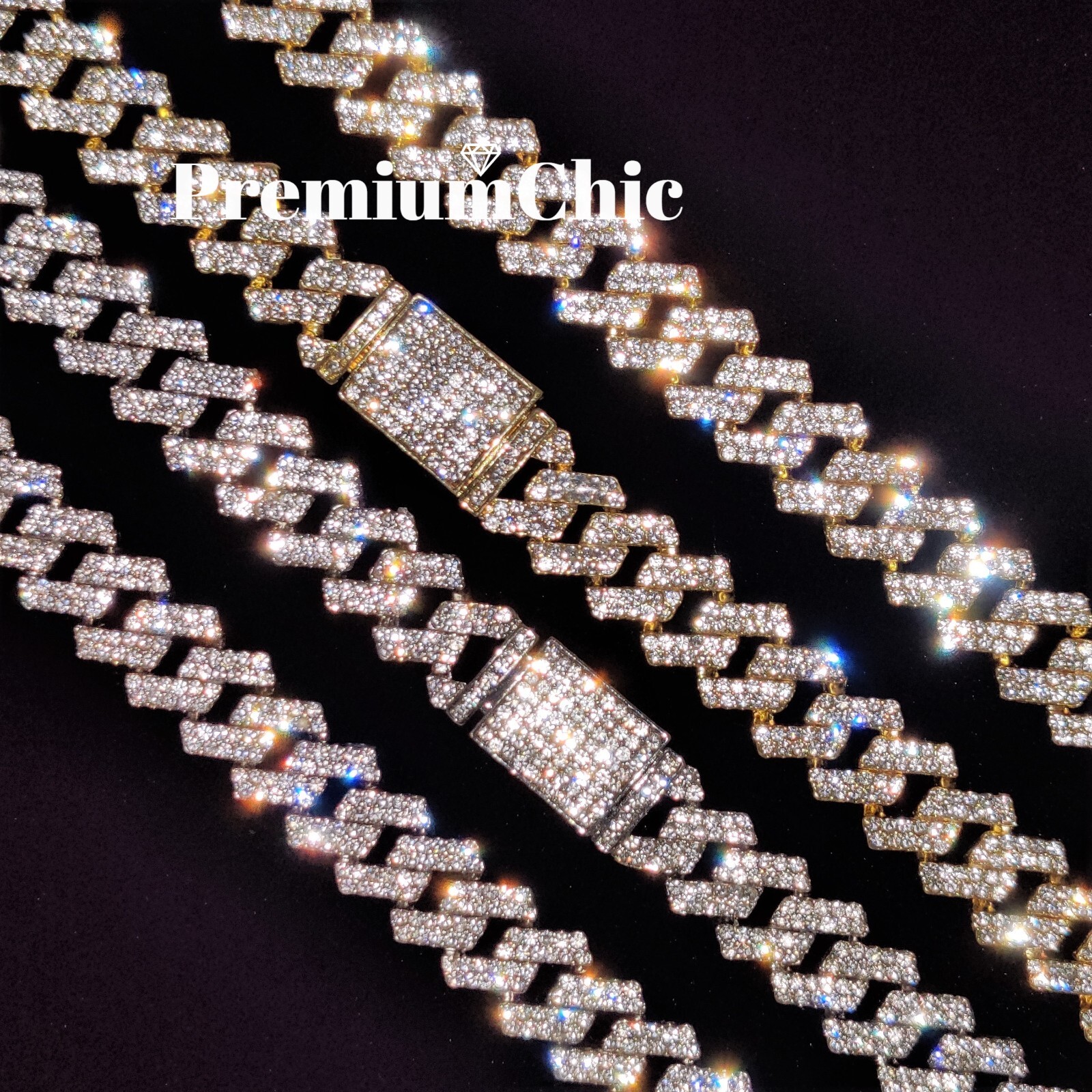 ICED 14MM Miami Cuban Prong Link CZ Necklace/Bracelet Mens Hip Hop Plated Chain