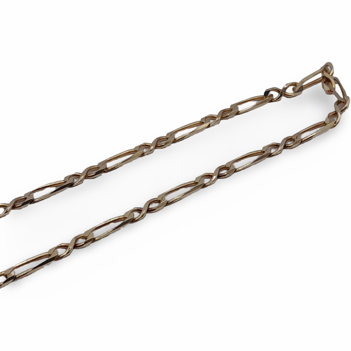 9ct Gold Chain – 9ct Gold Figaro Style Chain Elongated Link Necklace 16Inch 40cm