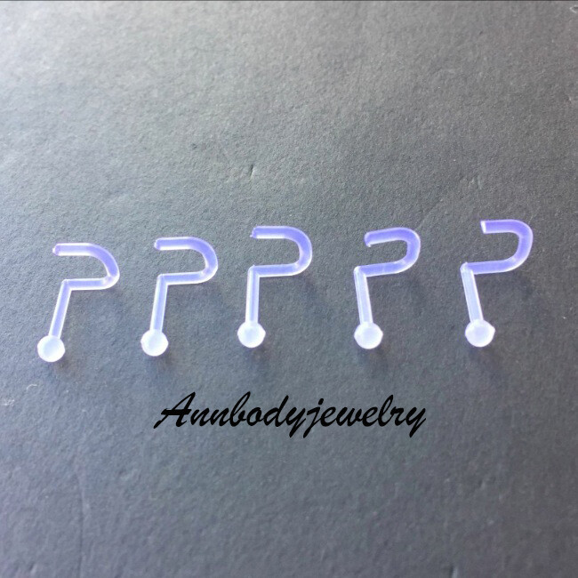 20g (0.8mm) Clear Flexible Acrylic Nose Screw Ring Stud Piercing Retainer