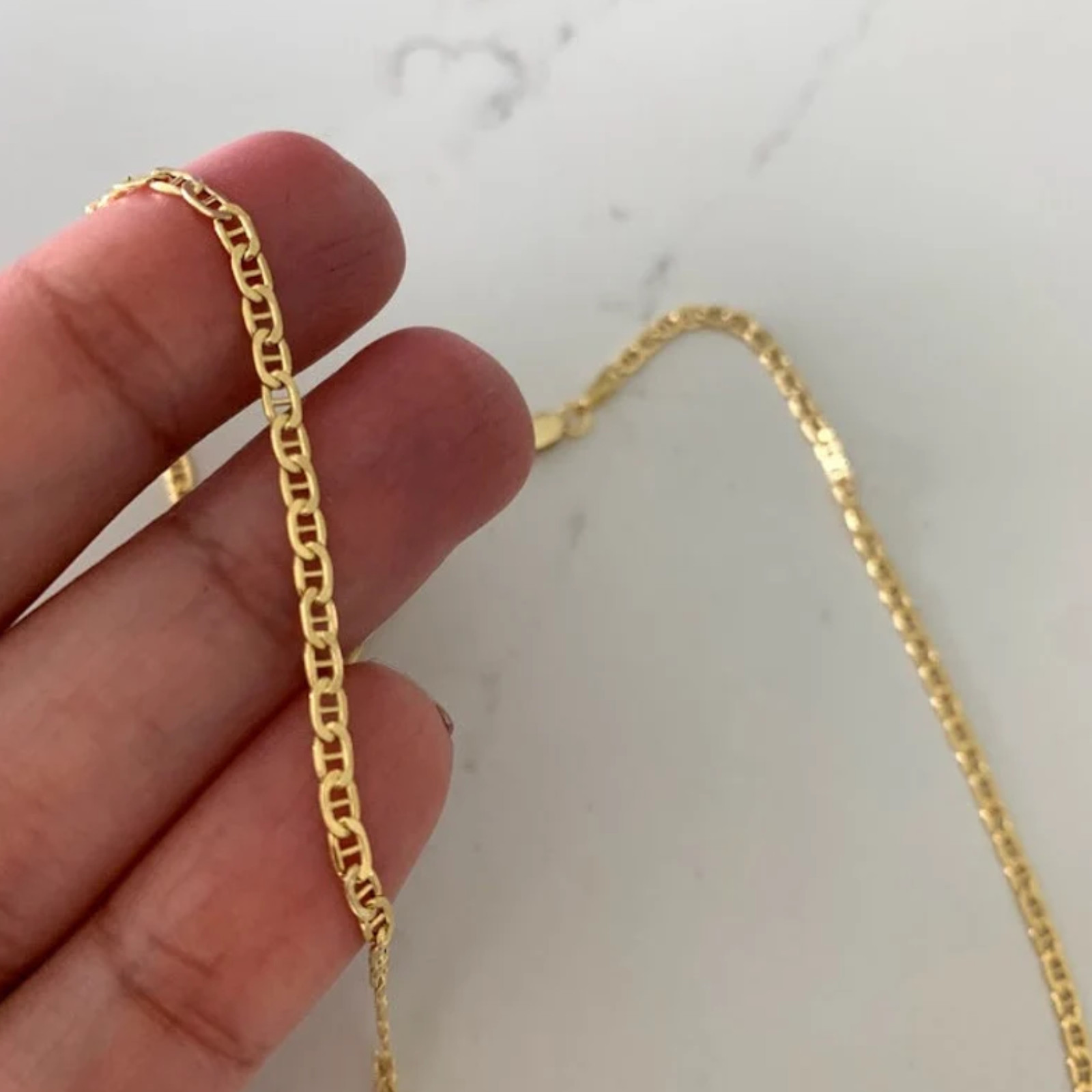 14K Yellow Gold 3.4MM Mariner Chain Necklace 16″-24″