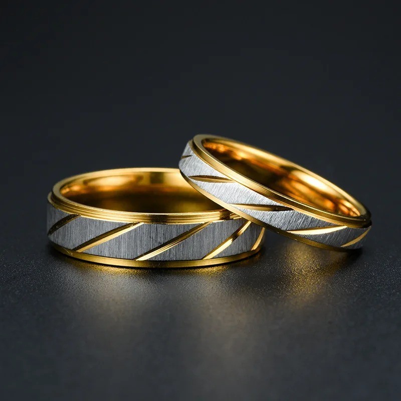 Men Women Rings Modern Stainless Steel Color Engagement Ring Wedding