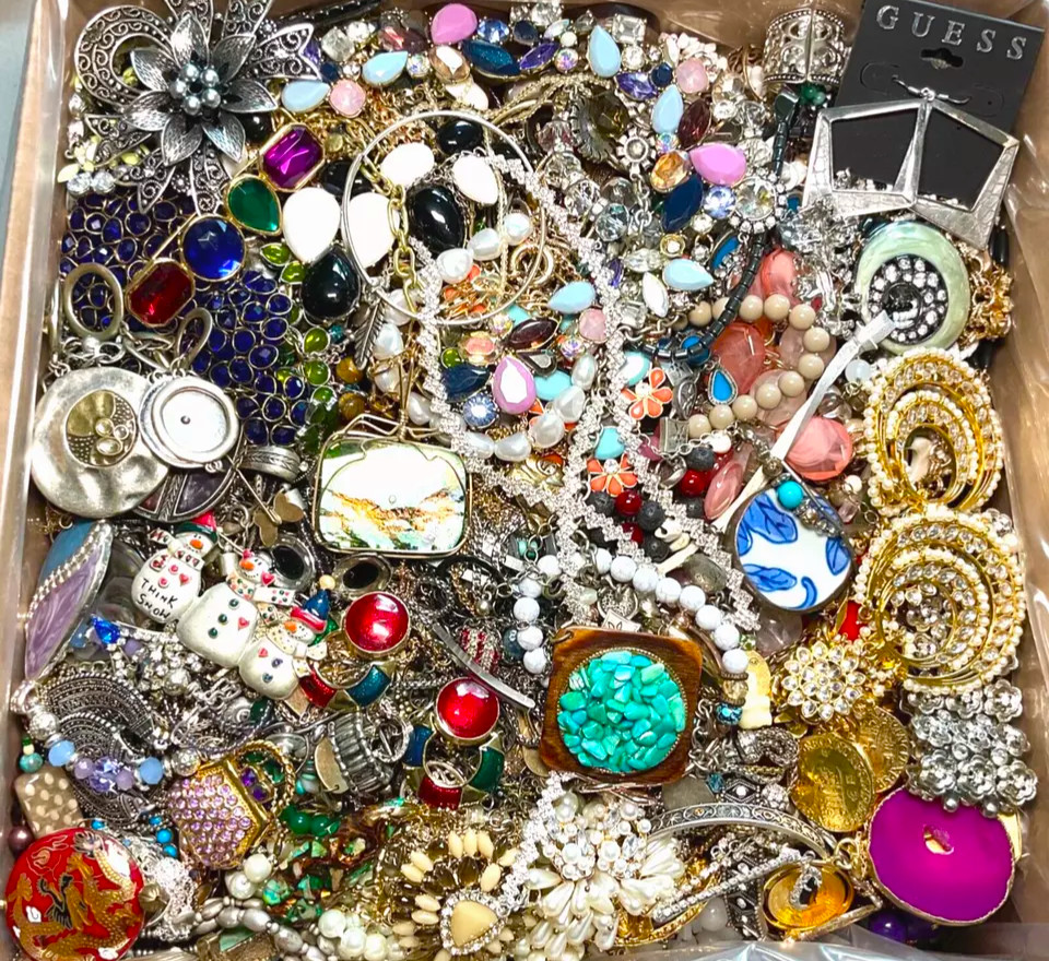 Jewelry Lot 3 Pounds Untested Huge Lot VTG to New Junk & Wear Resell Tangled In