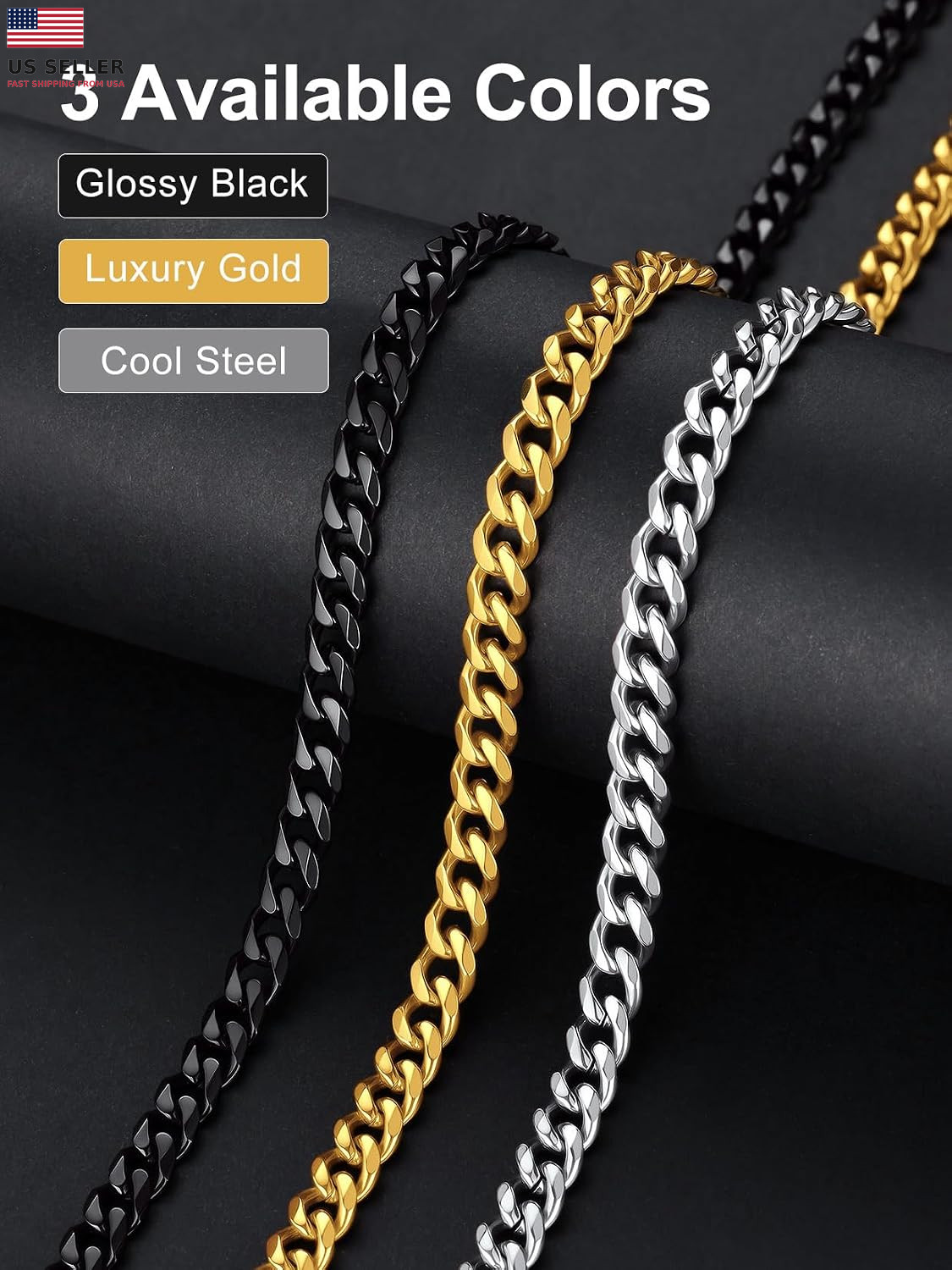 3Mm/6Mm/9Mm/12Mm Miami Curb Cuban Link Chain for Men Women, 316L Stainless Stee