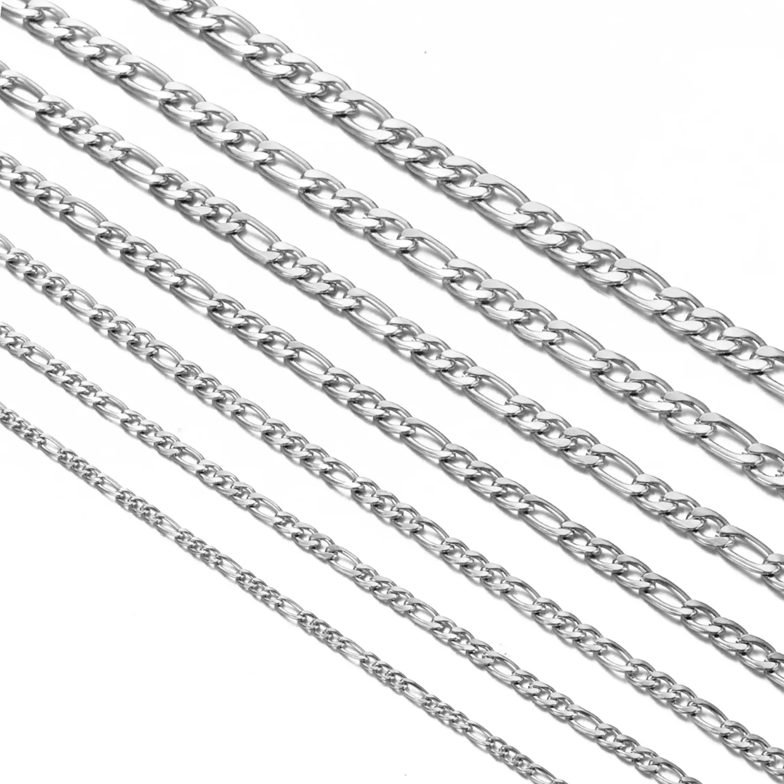 925 Sterling Silver Necklace Figaro Chain 2-12mm 40-75cm Women Jewelry