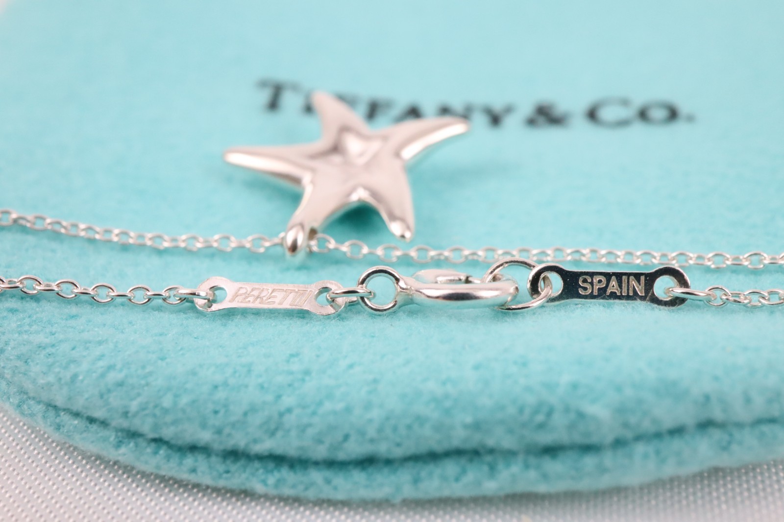 Tiffany & Co. Elsa Peretti Starfish Pendant Necklace 17.3″ Silver 925 w/ Pouch