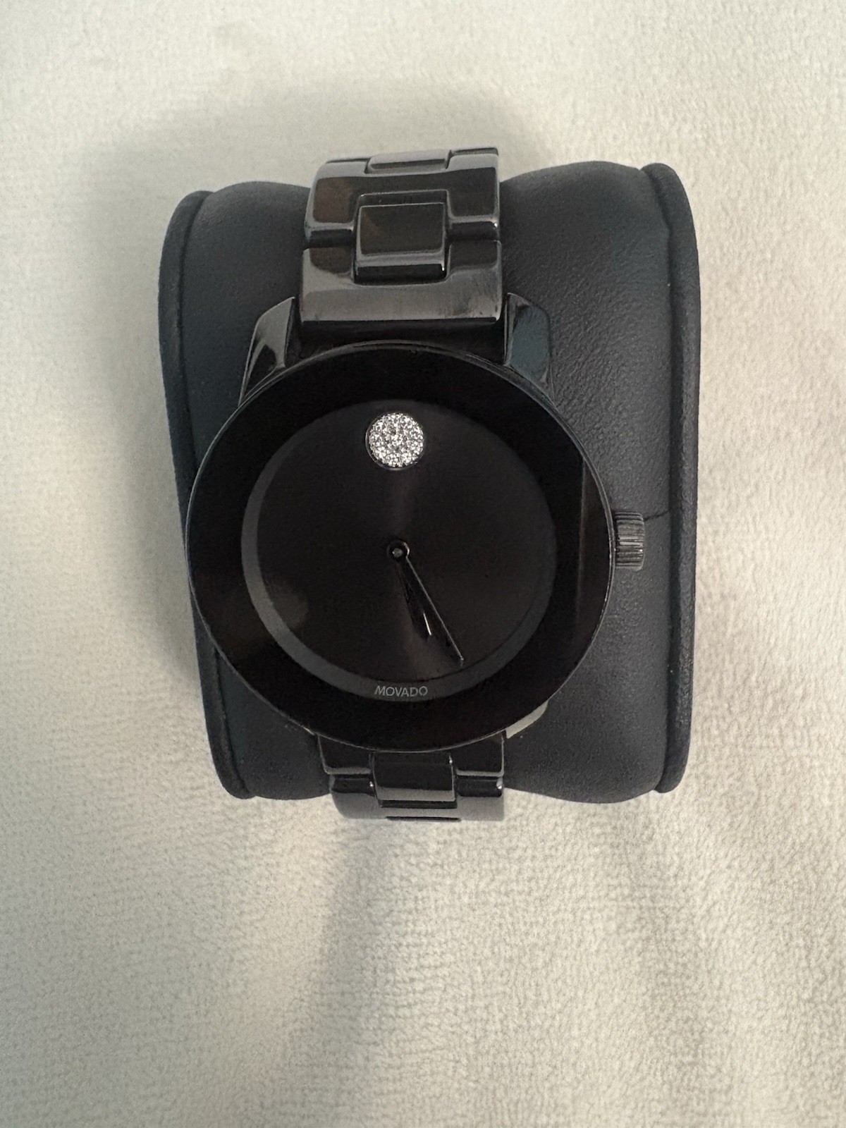 Movado Bold Quartz Analog Wristwatch Black Dial Black Steel Bracelet