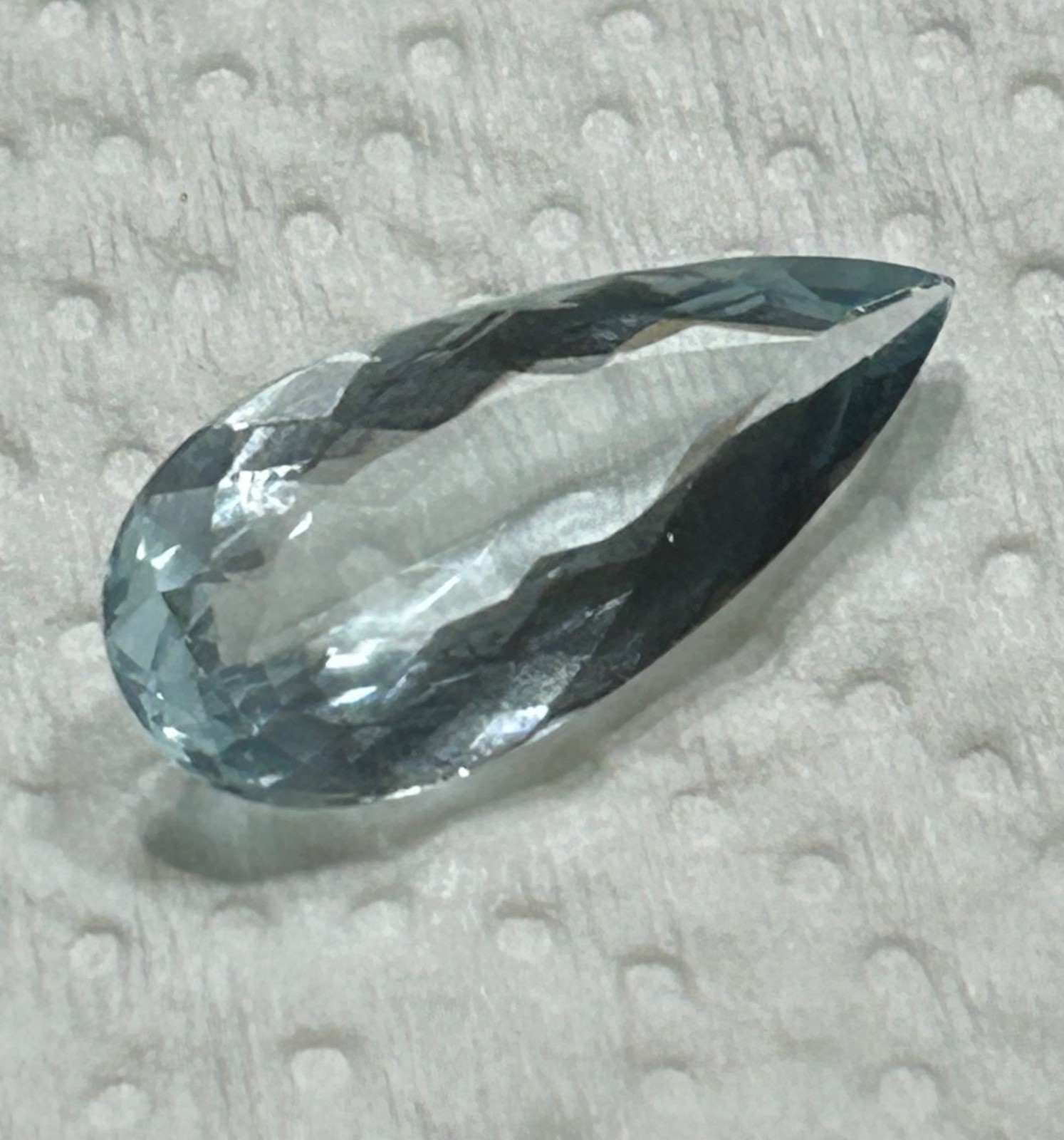 Very Light BLUE TOPAZ 12 CT Faceted Pear /Tear Drop Natural Gemstone 25 x 12 mm