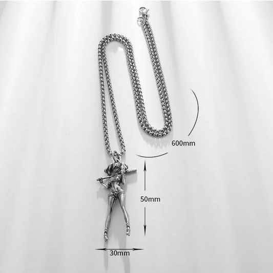 Harley Quinn Jewelry Vintage Silver Color DC Batman Sexy Pendant Necklace