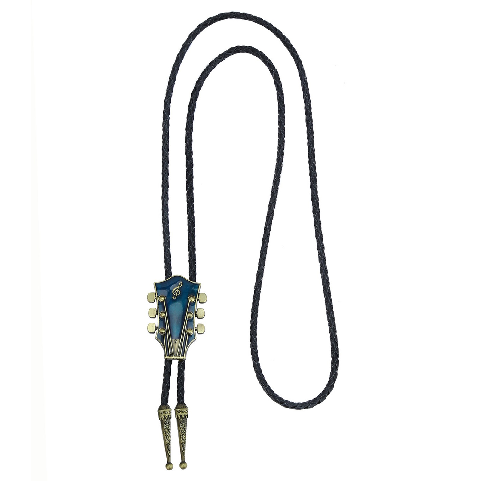 Mens Bolo Tie Vintage Western Cowboy GUITAR Alloy Necklace PU Rope Party Wedding