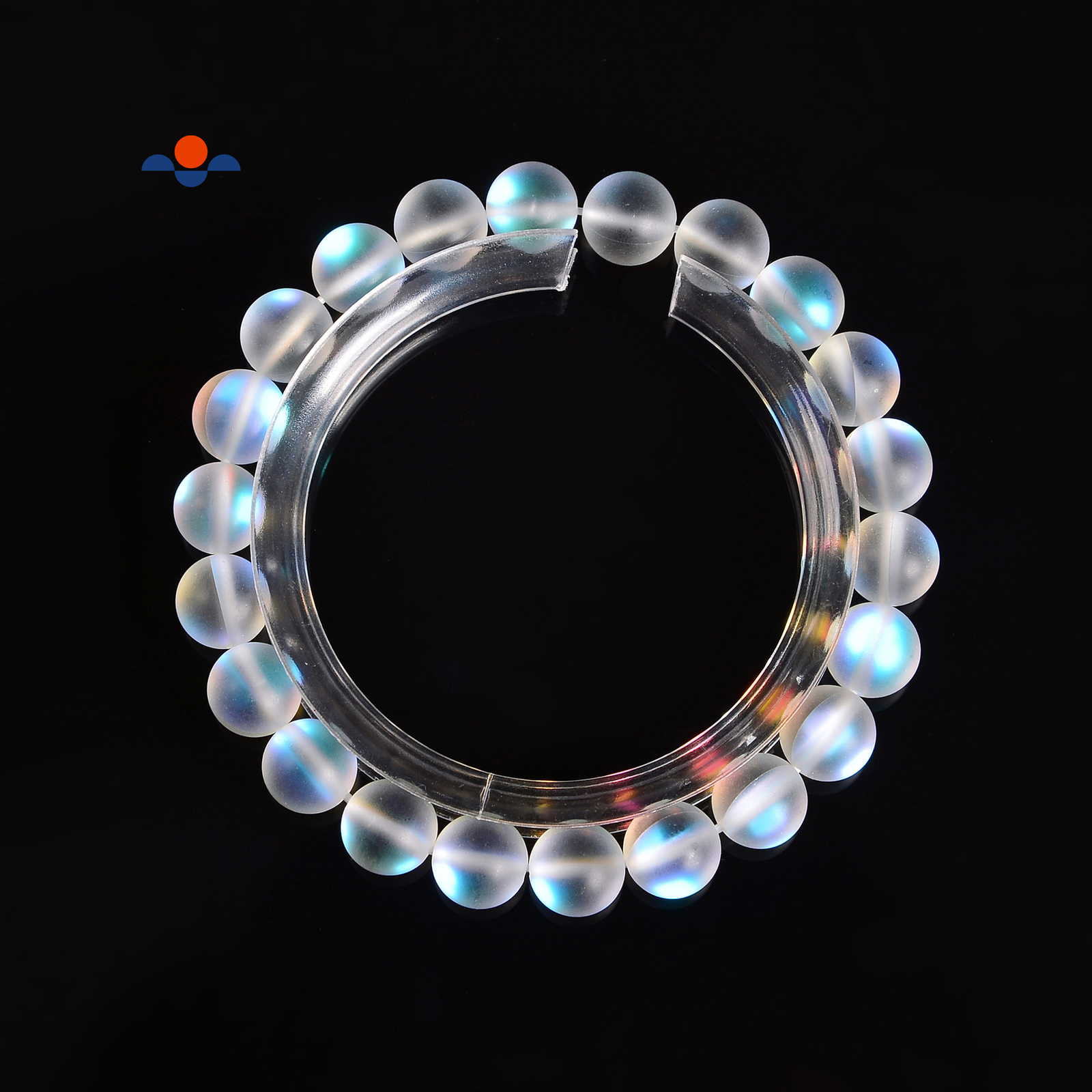 Clear Mystic Aura Crystal Glass Matte Bracelet Round Size 8mm 10mm 7.5″ Length