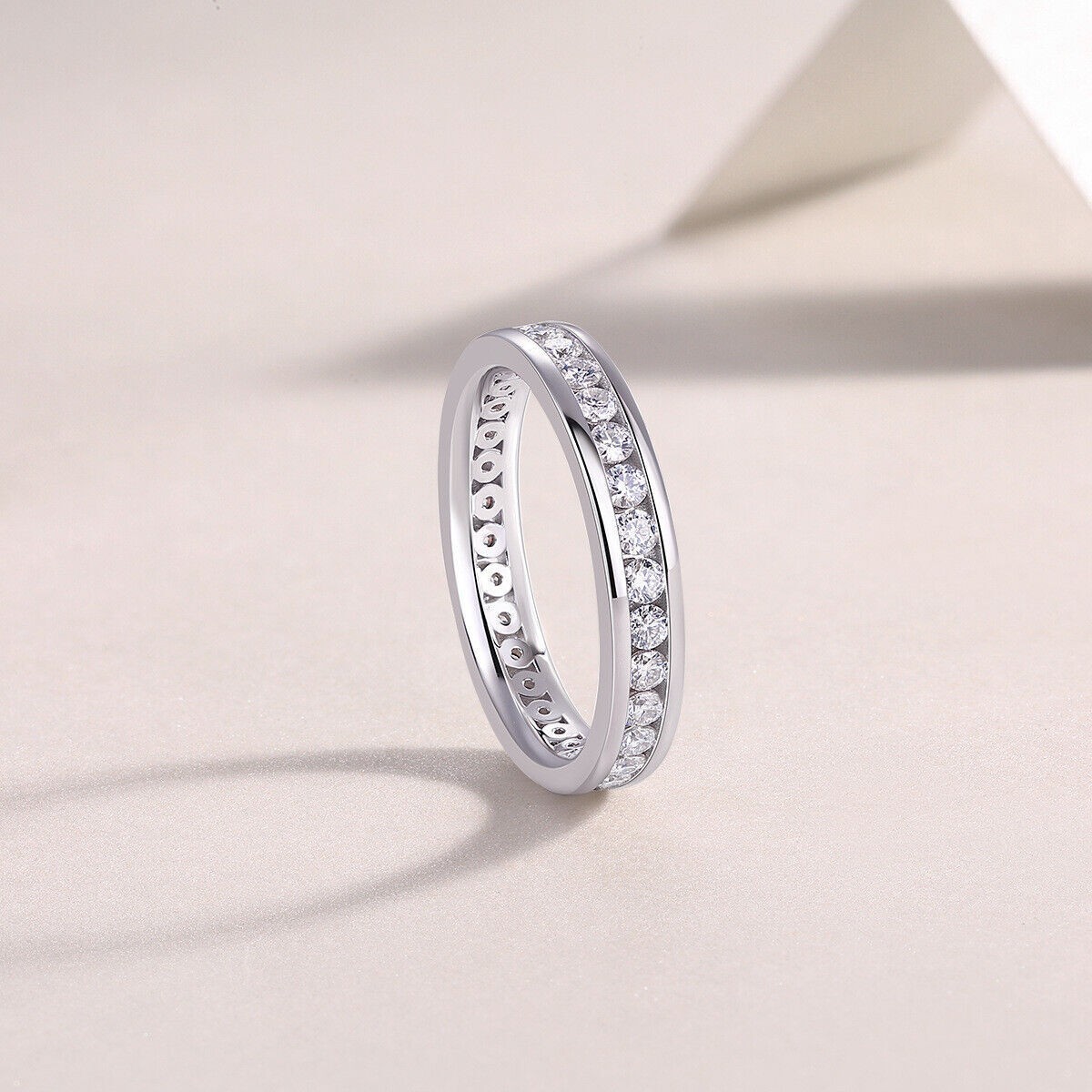 2mm D Color VVS1 MOISSANITE Eternity Band Ring 925 Sterling Silver Size 56789