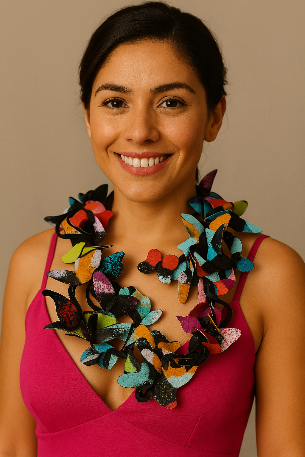Nita Angeletti OOAK Art To Wear Multi-Color Butterfly Statement Necklace