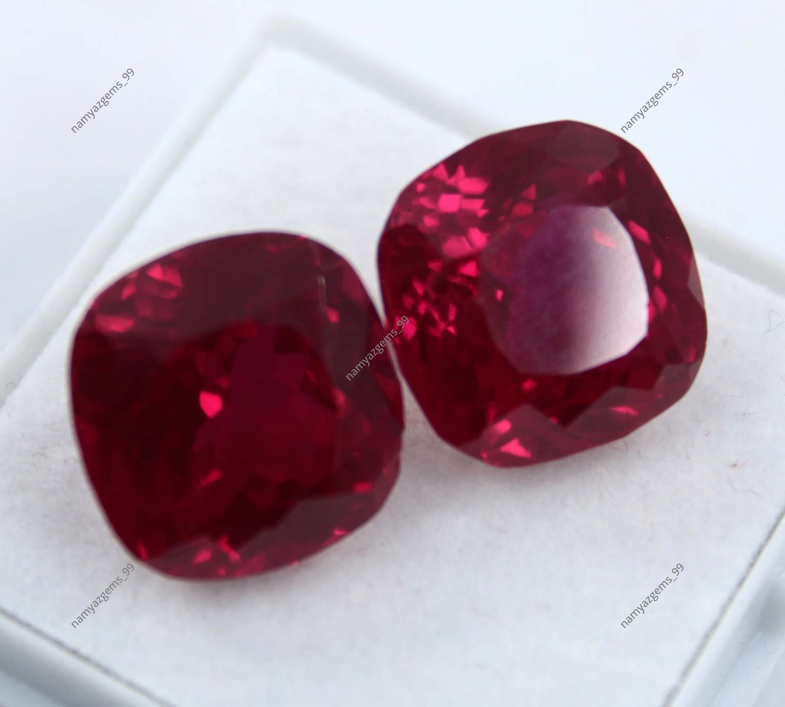 Natural Ruby Square Shape 18 Ct CERTIFIED Pigeon Blood Red Loose Gemstone Pair