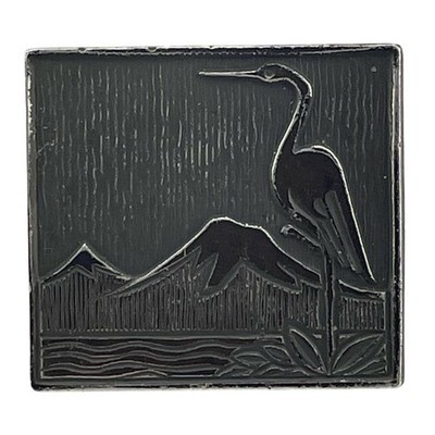 Vintage Soviet Armenian Brutalist Heron Brooch – Yerevan Metal Plaque