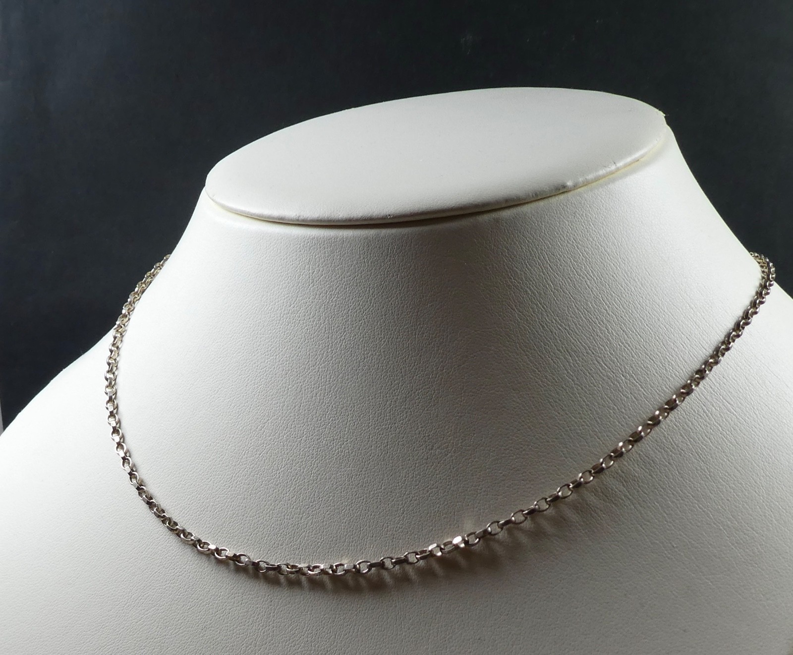 Belcher Necklace Chain Flat And Rounded Oval Links 925 Sterling Silver 20″