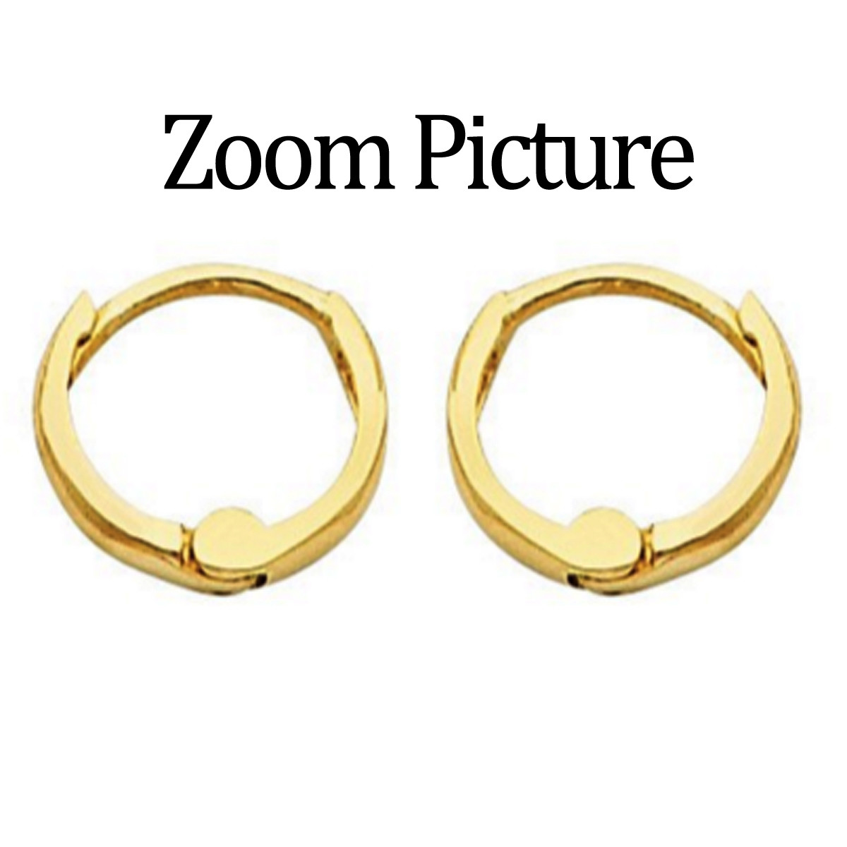 14K Solid Italian Yellow Gold 1.5 mm Small Huggies Hoop plain Earrings 8 mm 1/4″