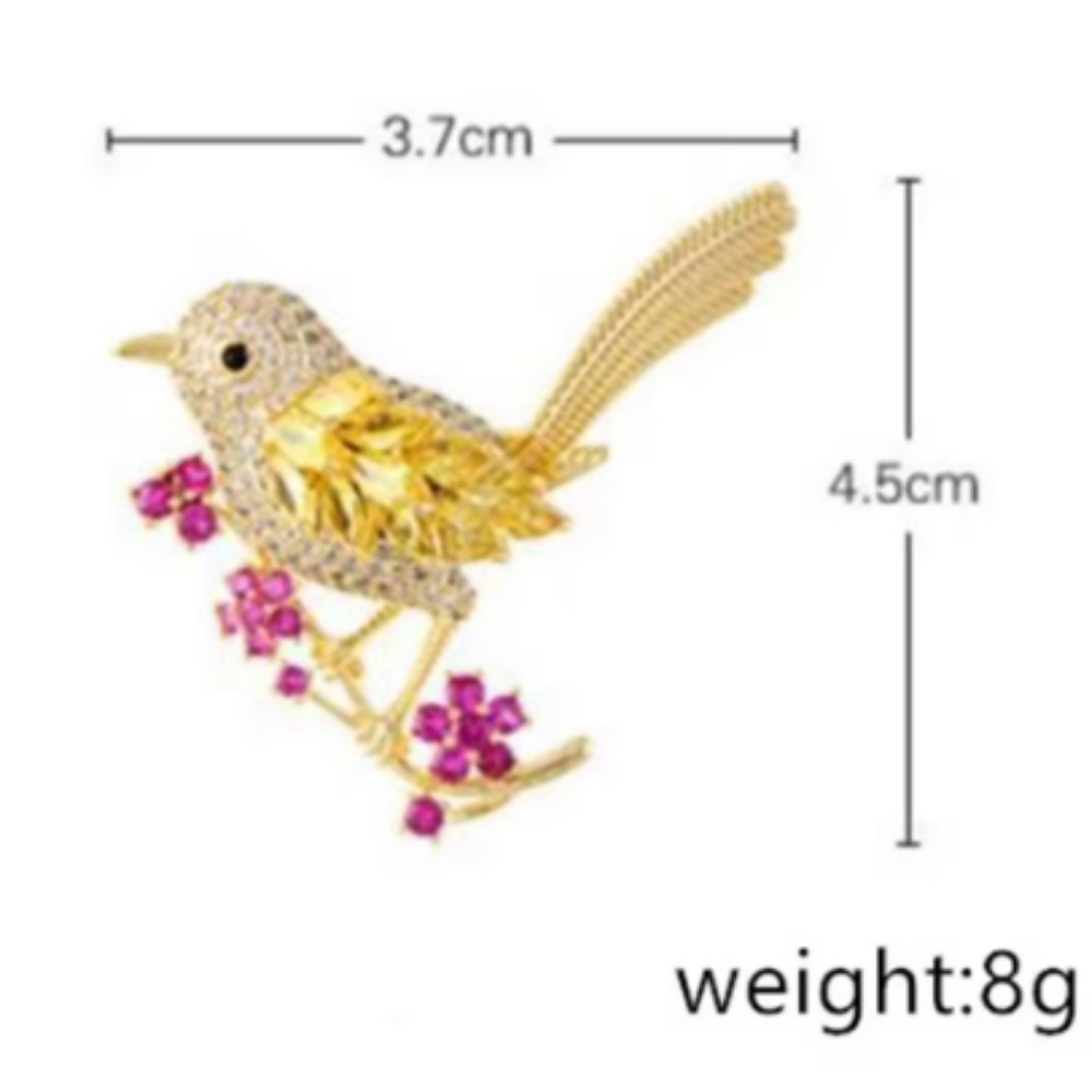 Adorable Colorful Brooch Pin Flower Bird Shiny Zircon Fashion Women Gift Party